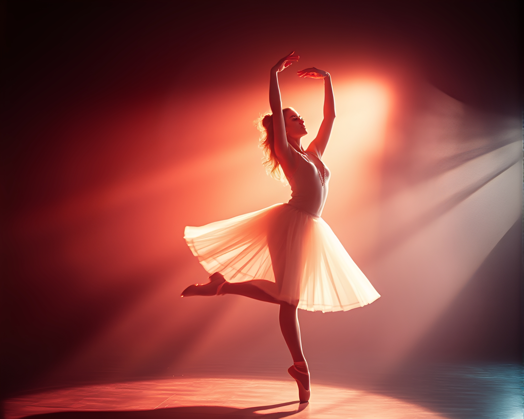 Ethereal Ballet Dancer Amidst Mystical Light Leaks – free AI stock image