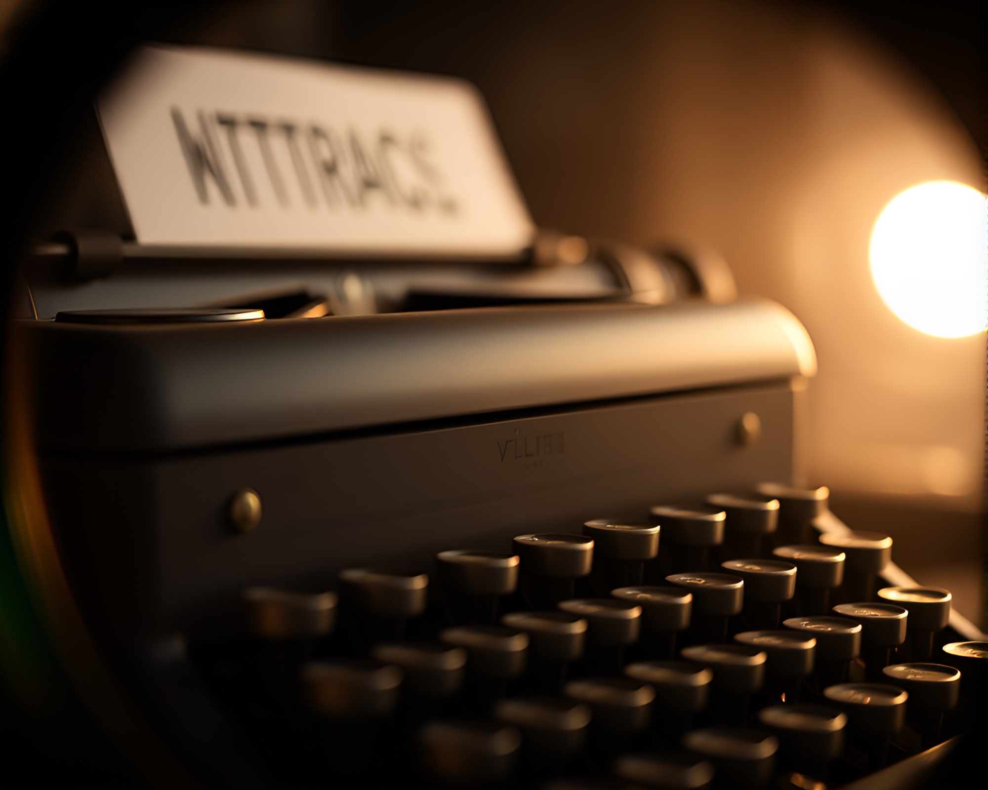 Vintage Typewriter with Distorted Lens and Dramatic Lighting – free AI stock image