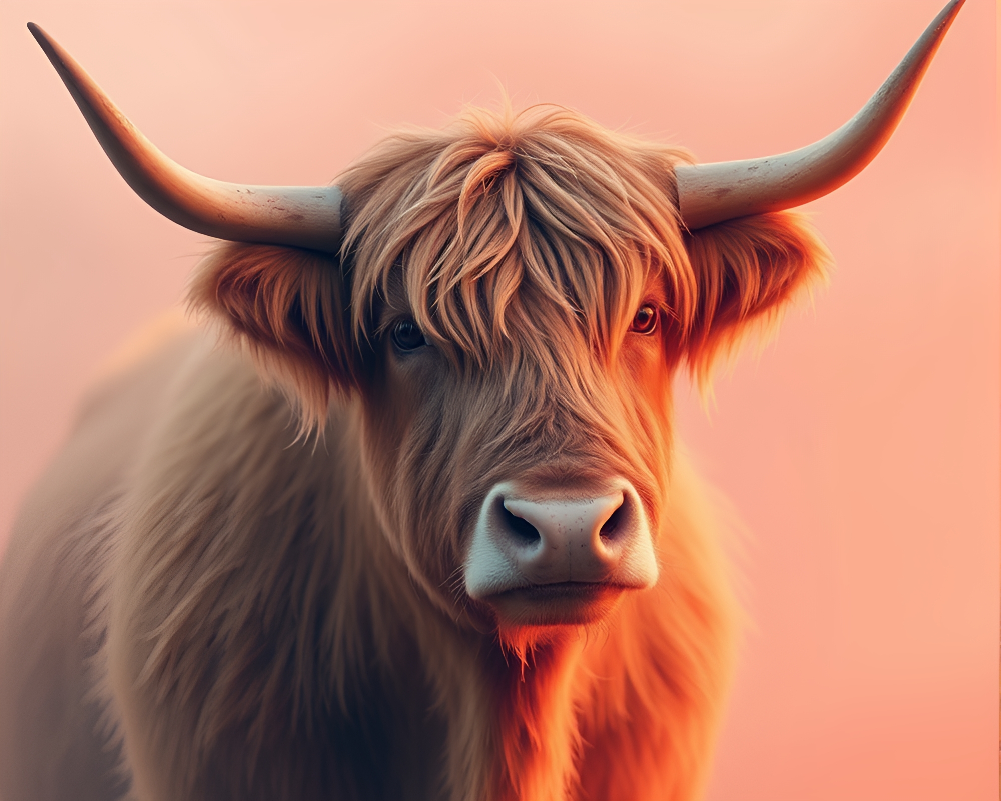 Highland Cow in Gradient Mesh Frame Within Frame – free AI stock image