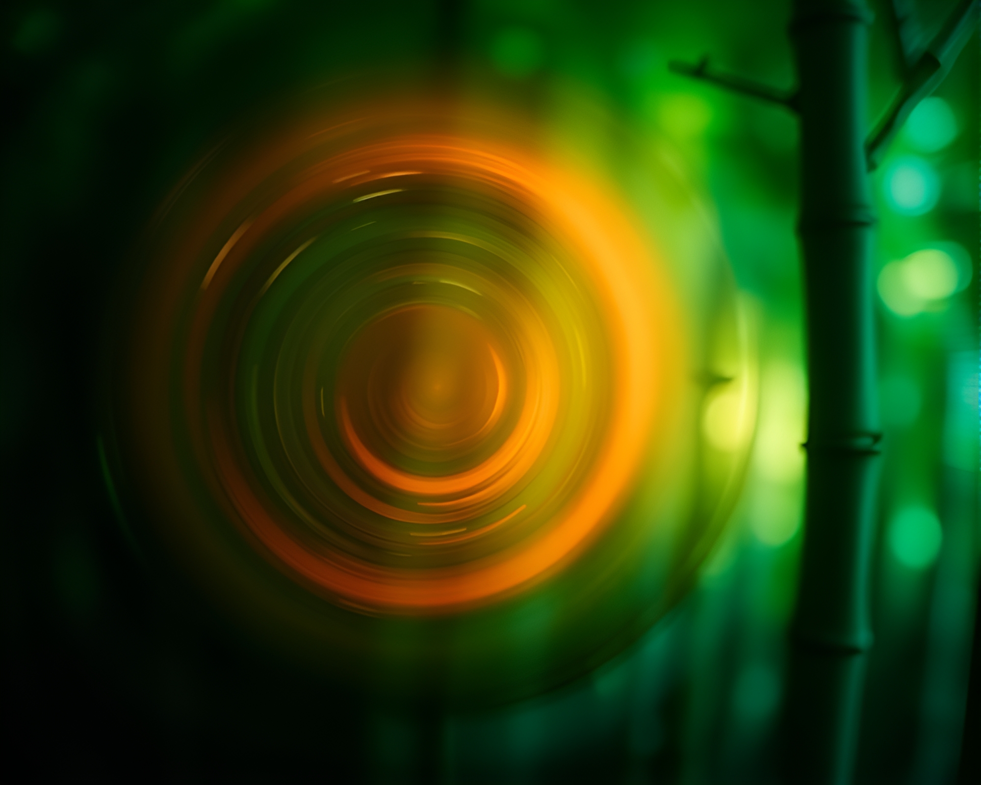 Neon Bamboo Flute in Swirling Lens Distortion – free AI stock image