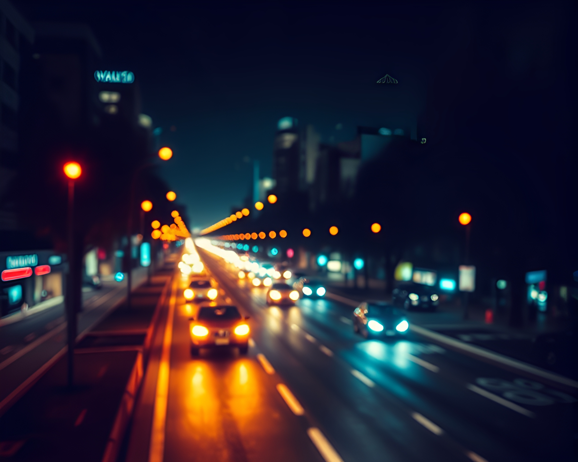 Futuristic Hover Car in Fractal City Lights – free AI stock image
