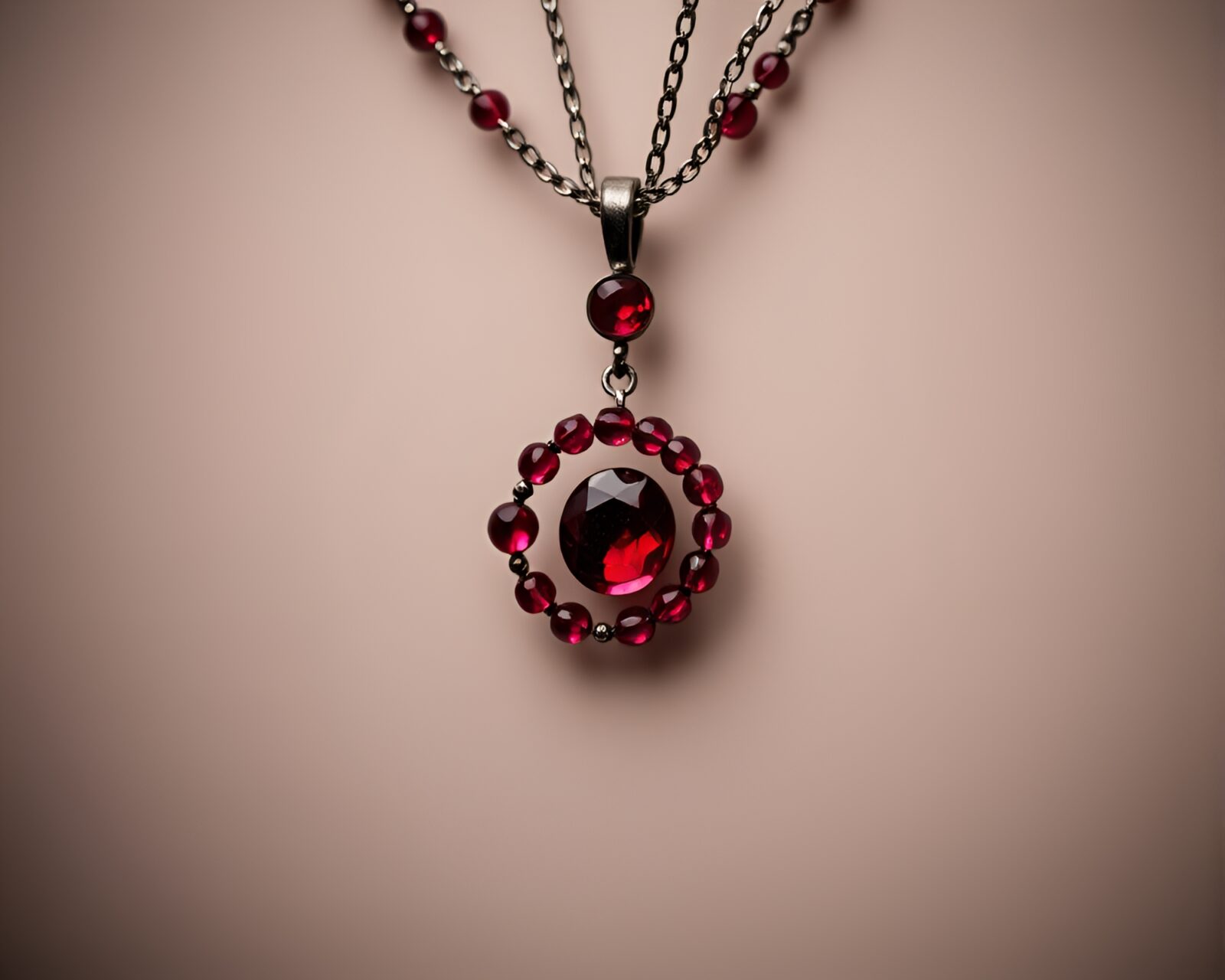 Exquisite stereograph of a ruby red necklace spiral