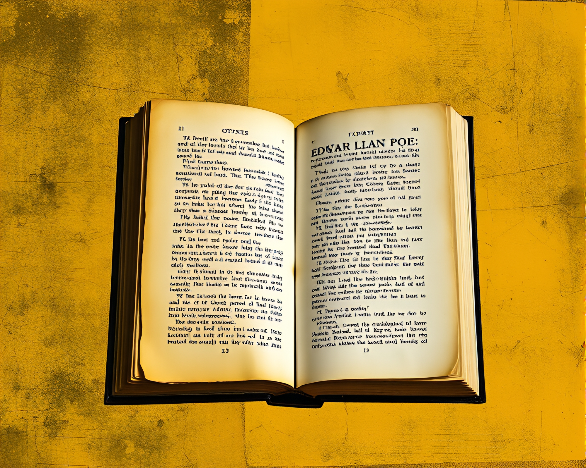 Edgar Allan Poe Yellow Paper Photocollage – free AI stock image