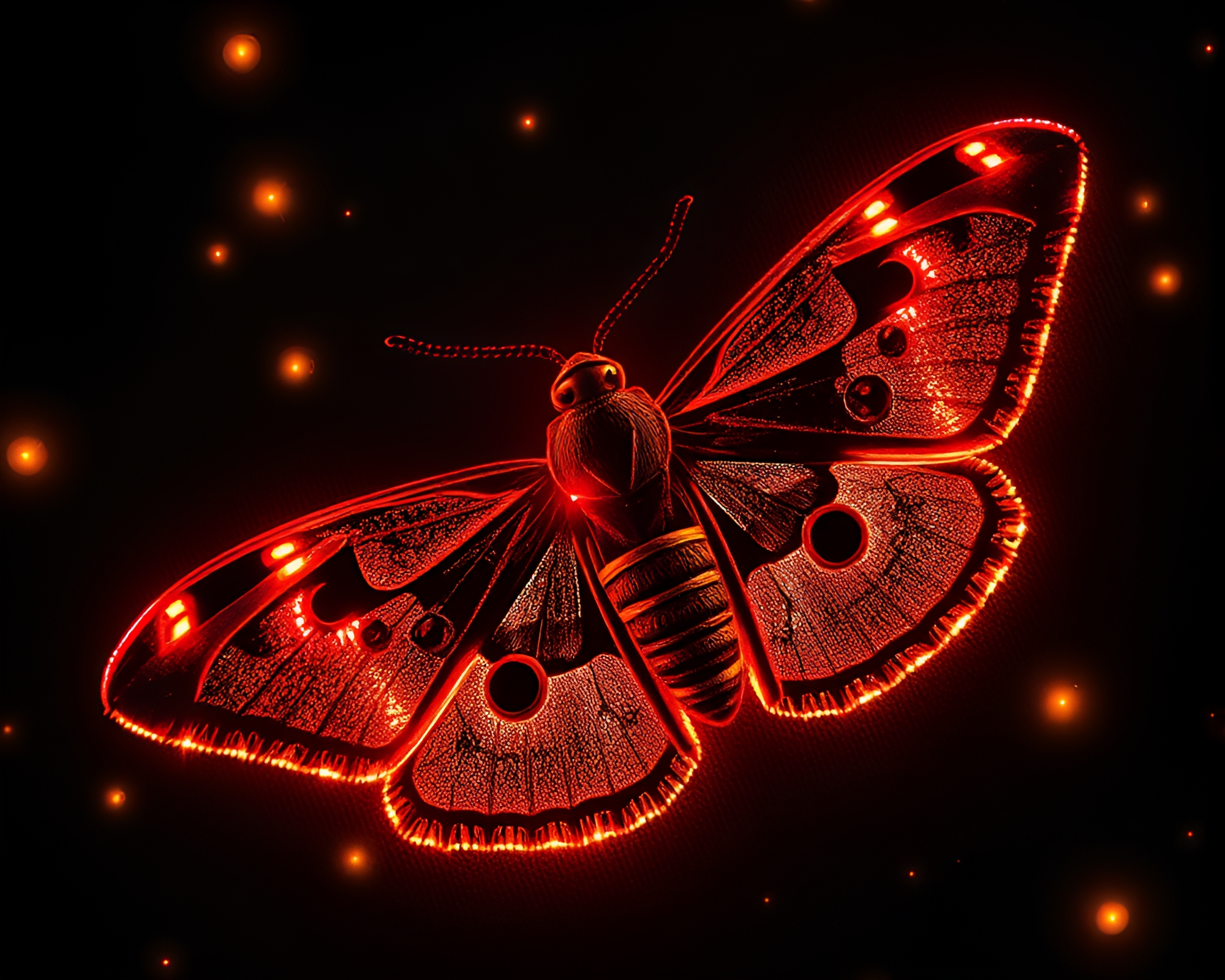 Glowing Moth Stitched Pattern Dance Retro Scanlines – free AI stock image