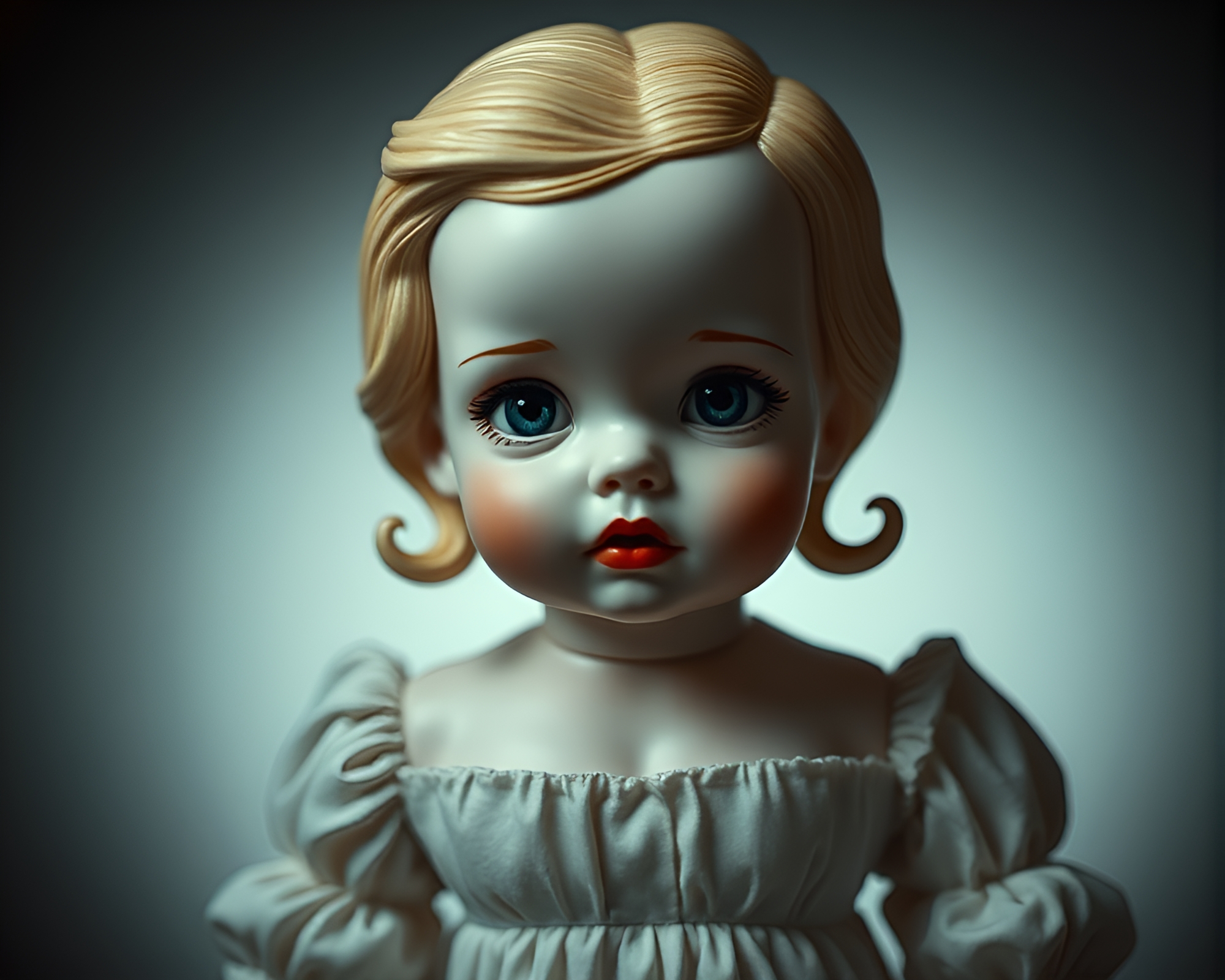 Cubist Porcelain Doll Split Toning Composition – free AI stock image