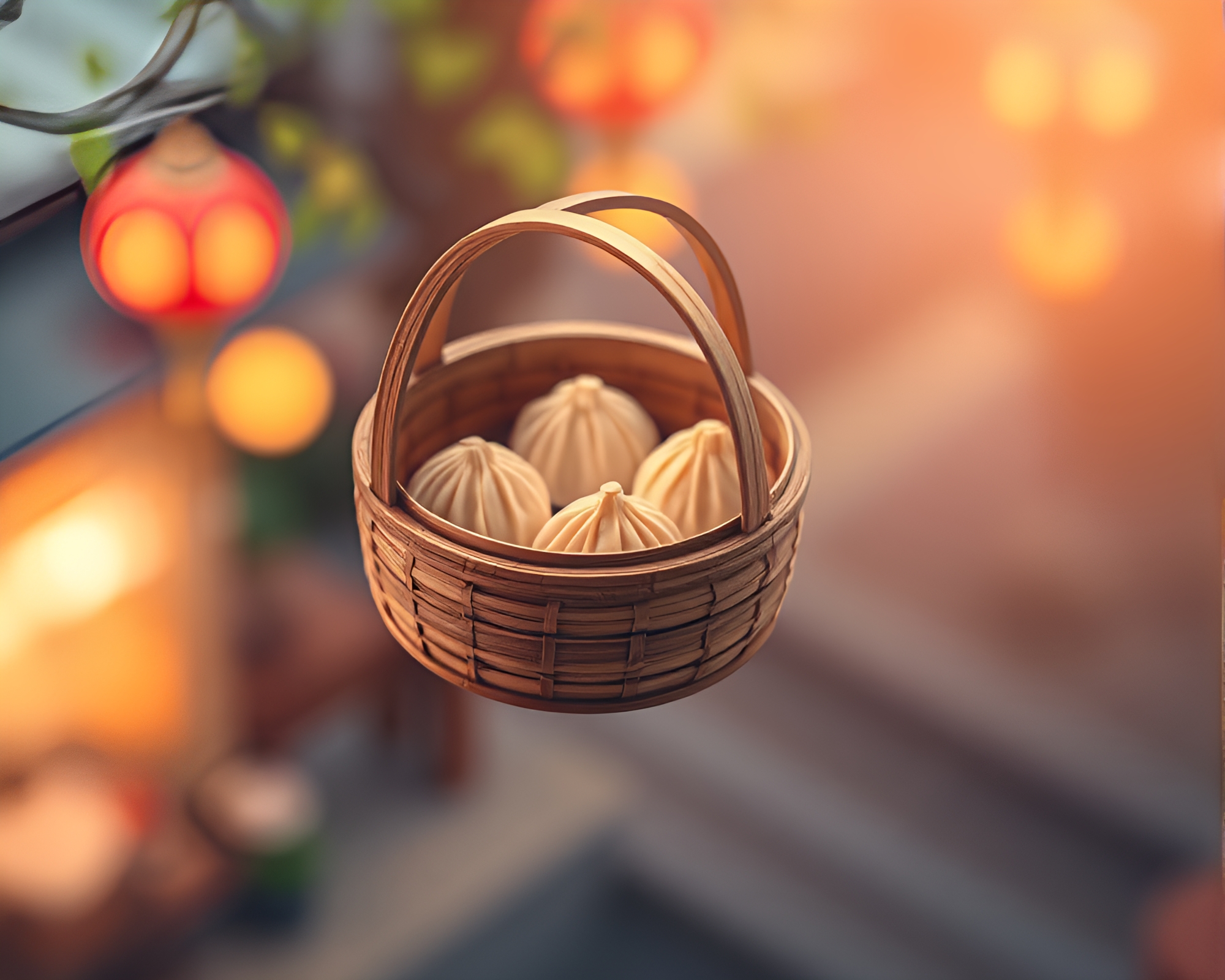 Bokeh Dim Sum Isometric Illustration – free AI stock image
