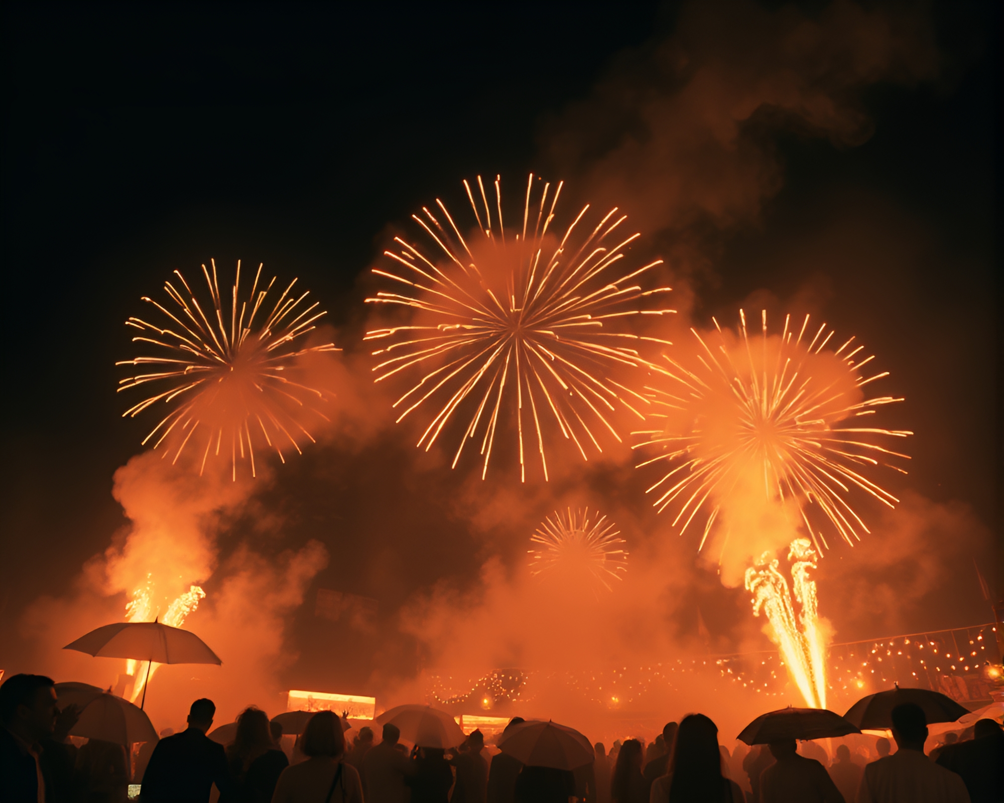 Mystical Umbrella Festival Amidst Smoke Rings – free AI stock image