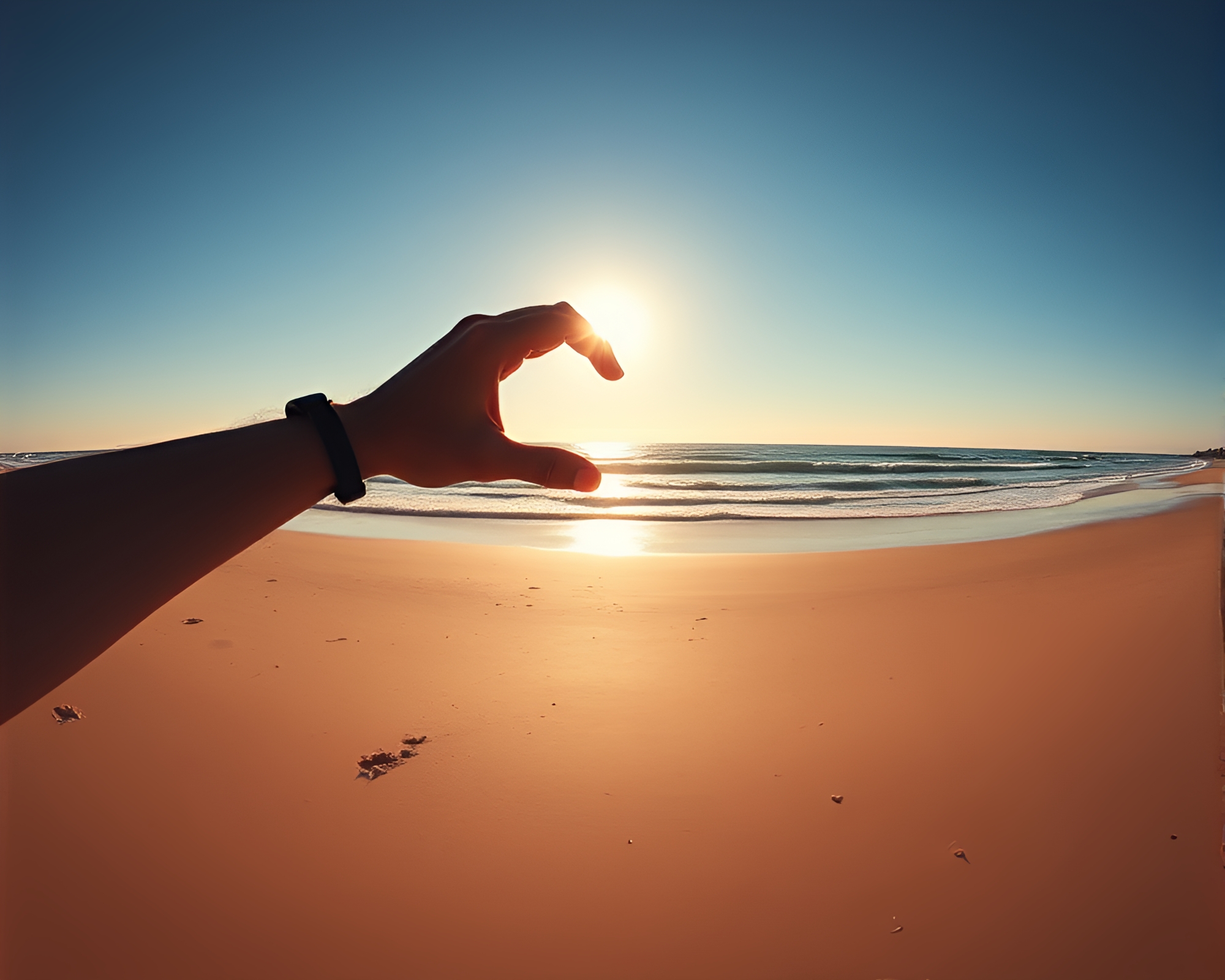 Eclipse Shadow Beach Play – free AI stock image