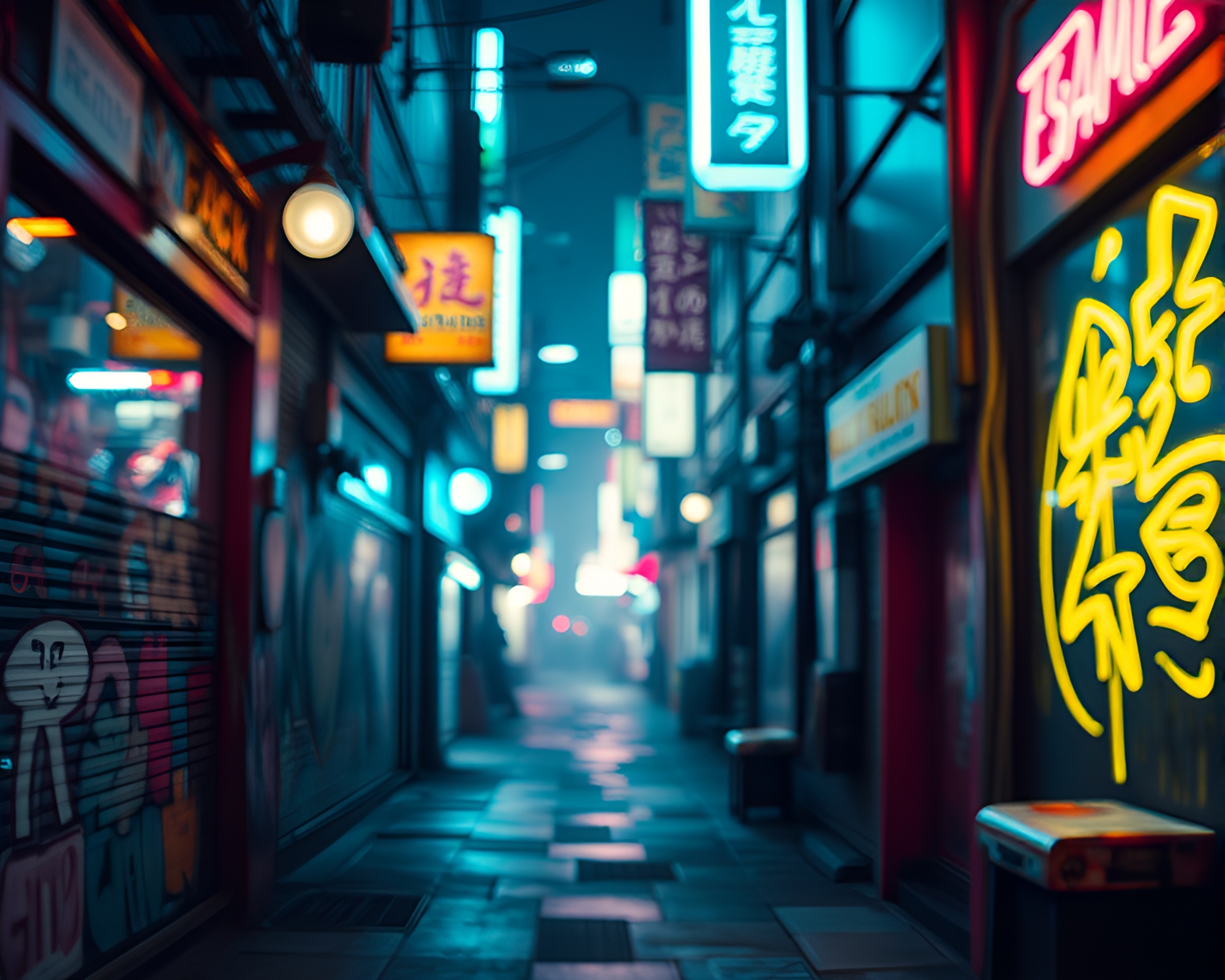 Neon Cyberpunk Alley with Retro Futurism Aesthetic – free AI stock image