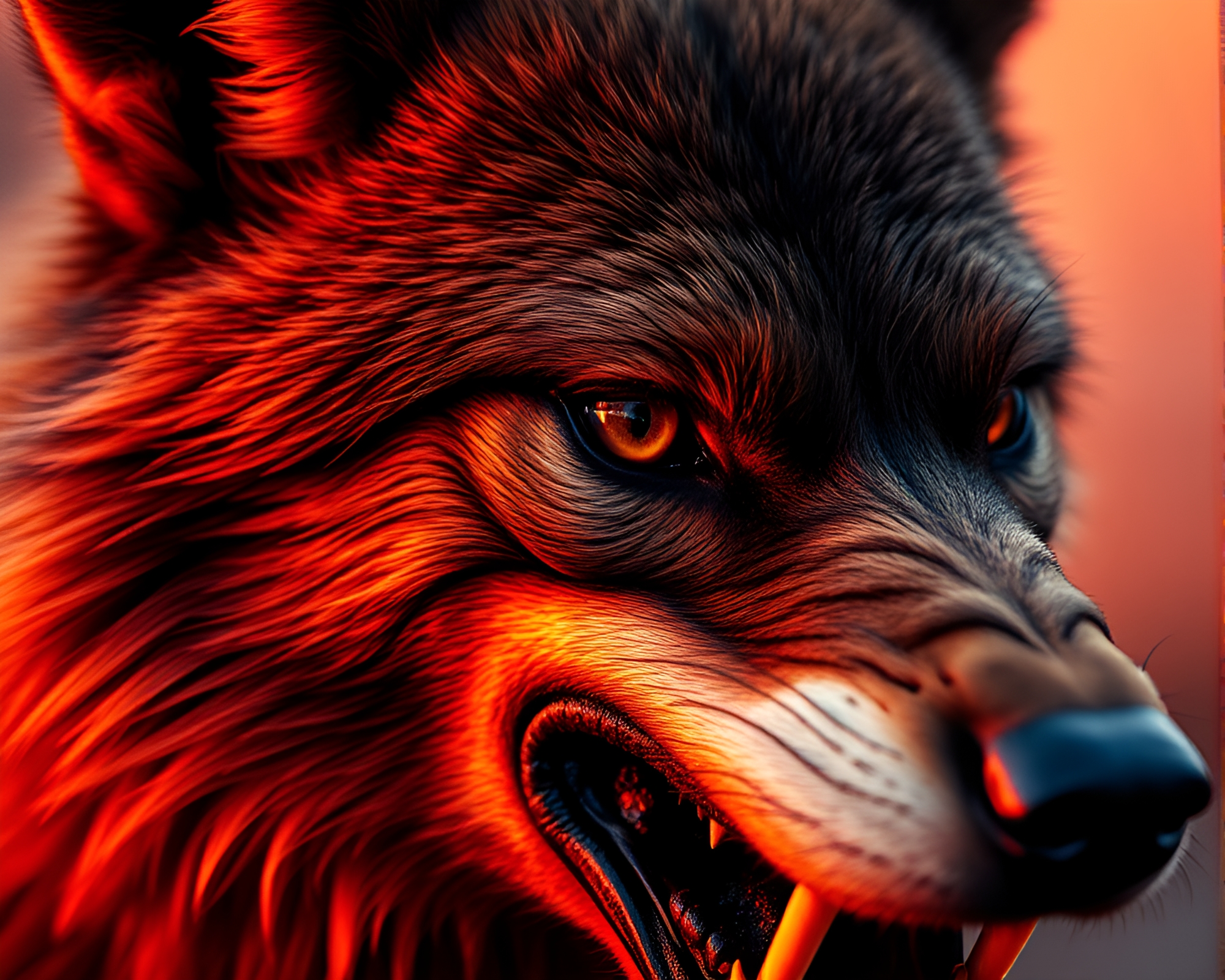 Werewolf Sunset Macro Detail Contouring Composition – free AI stock image