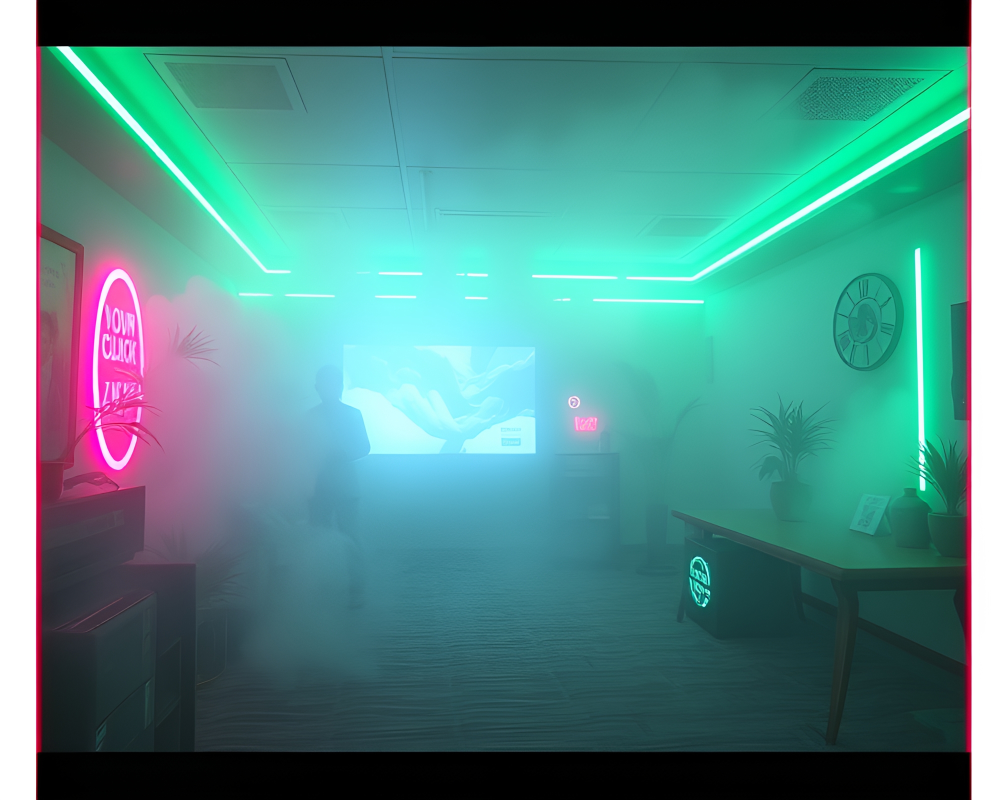 Futuristic Virtual Reality Hub in Mint Green Hues – free AI stock image