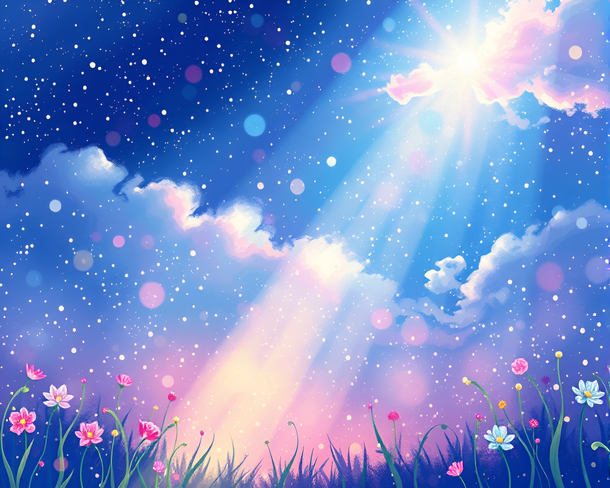 Luminous Sky Garden Vector Art Composition – free AI stock image