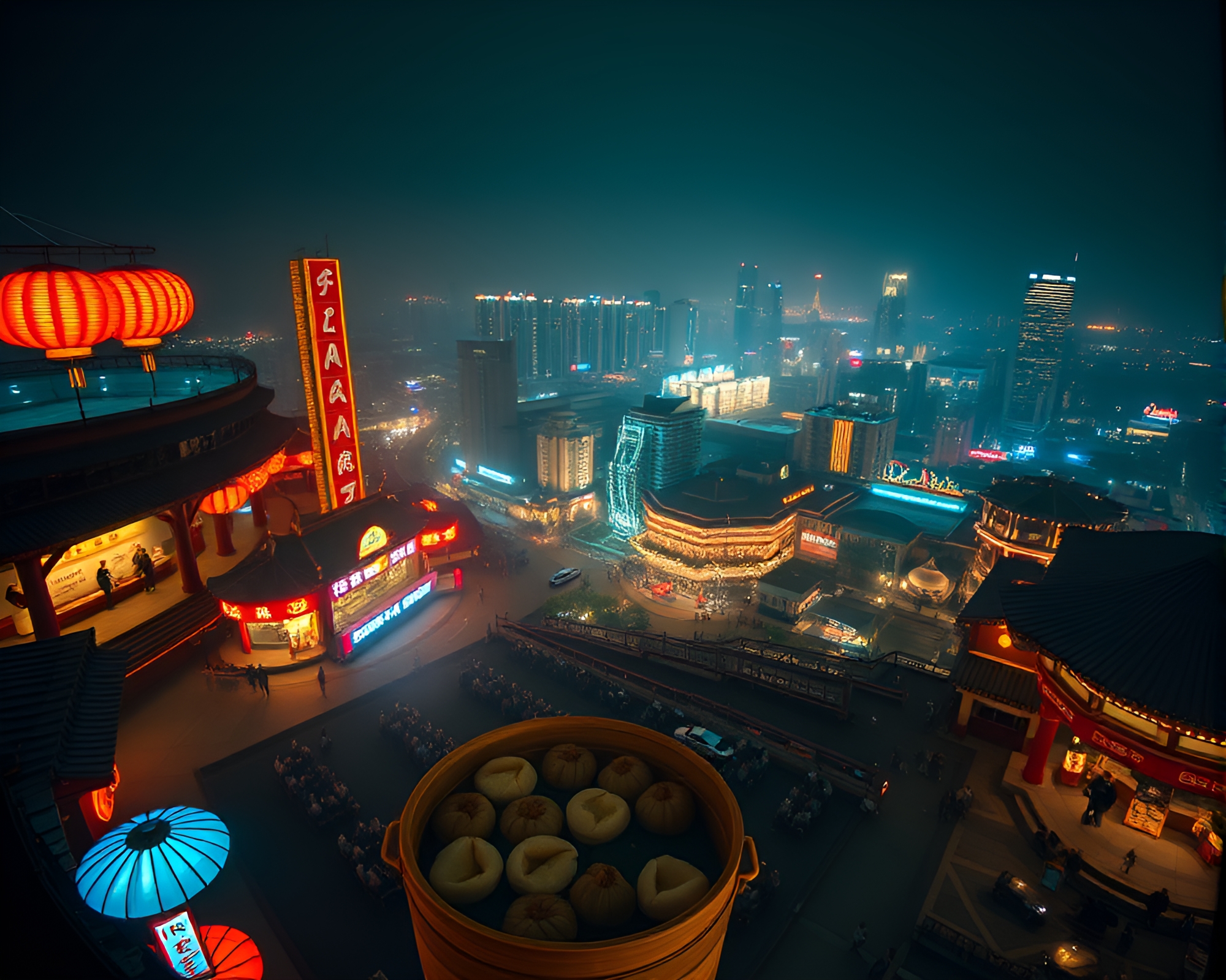 Dim Sum Basket from Opera-House View – free AI stock image