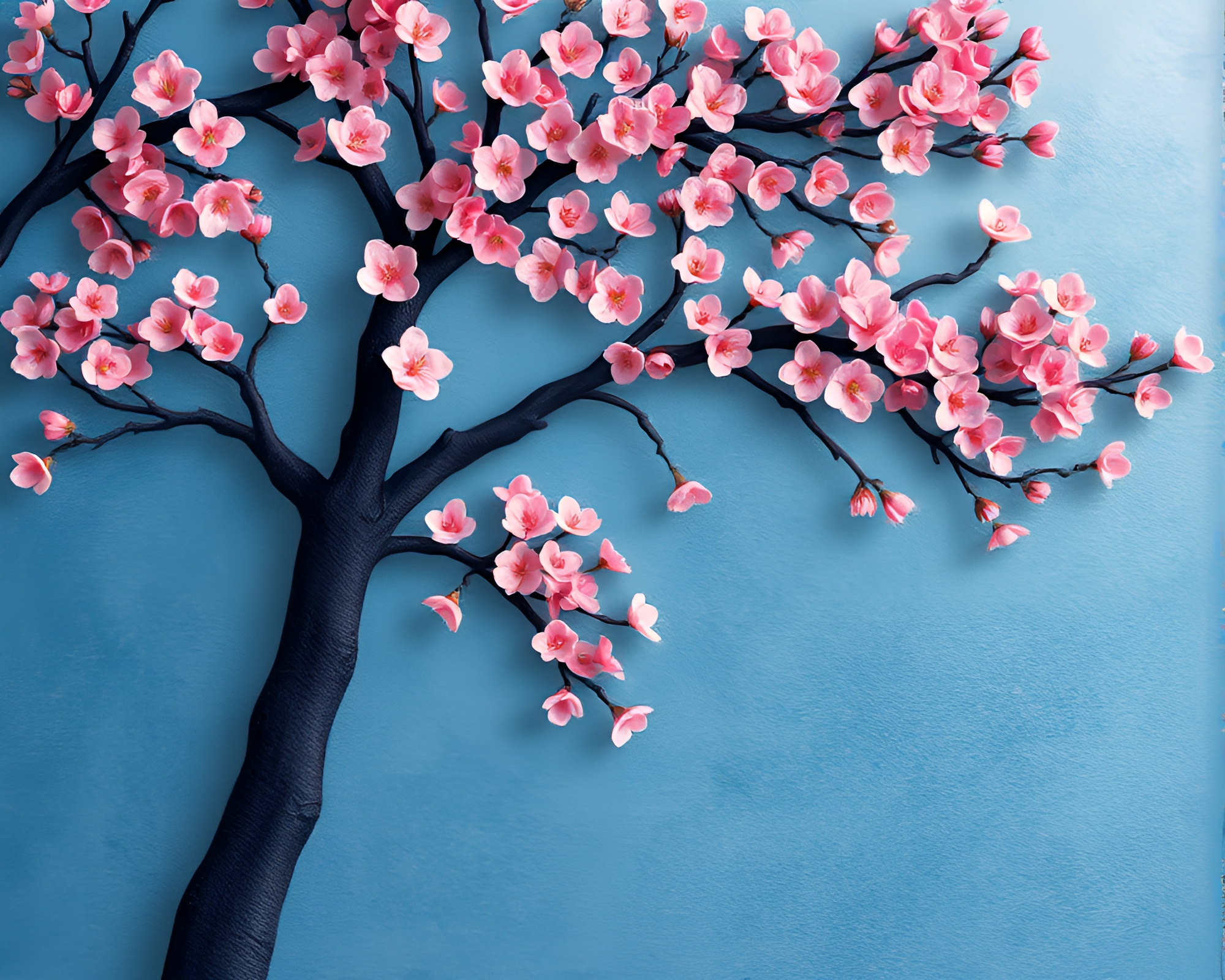 Cherry Blossom Hologram on Faded Denim Paper – free AI stock image