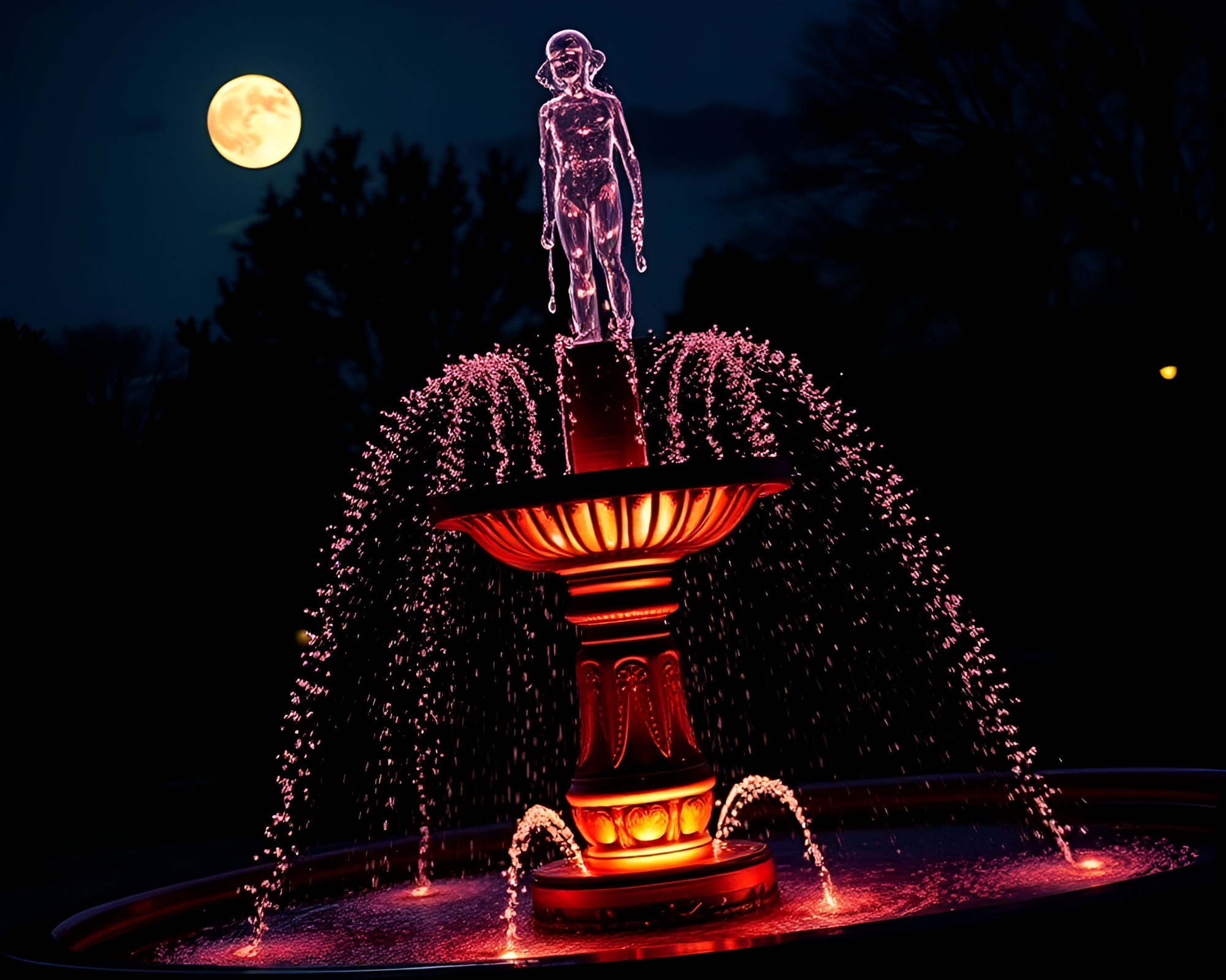 Moonlit Chocolate Fountain: ASCII Art Candid Moment – free AI stock image