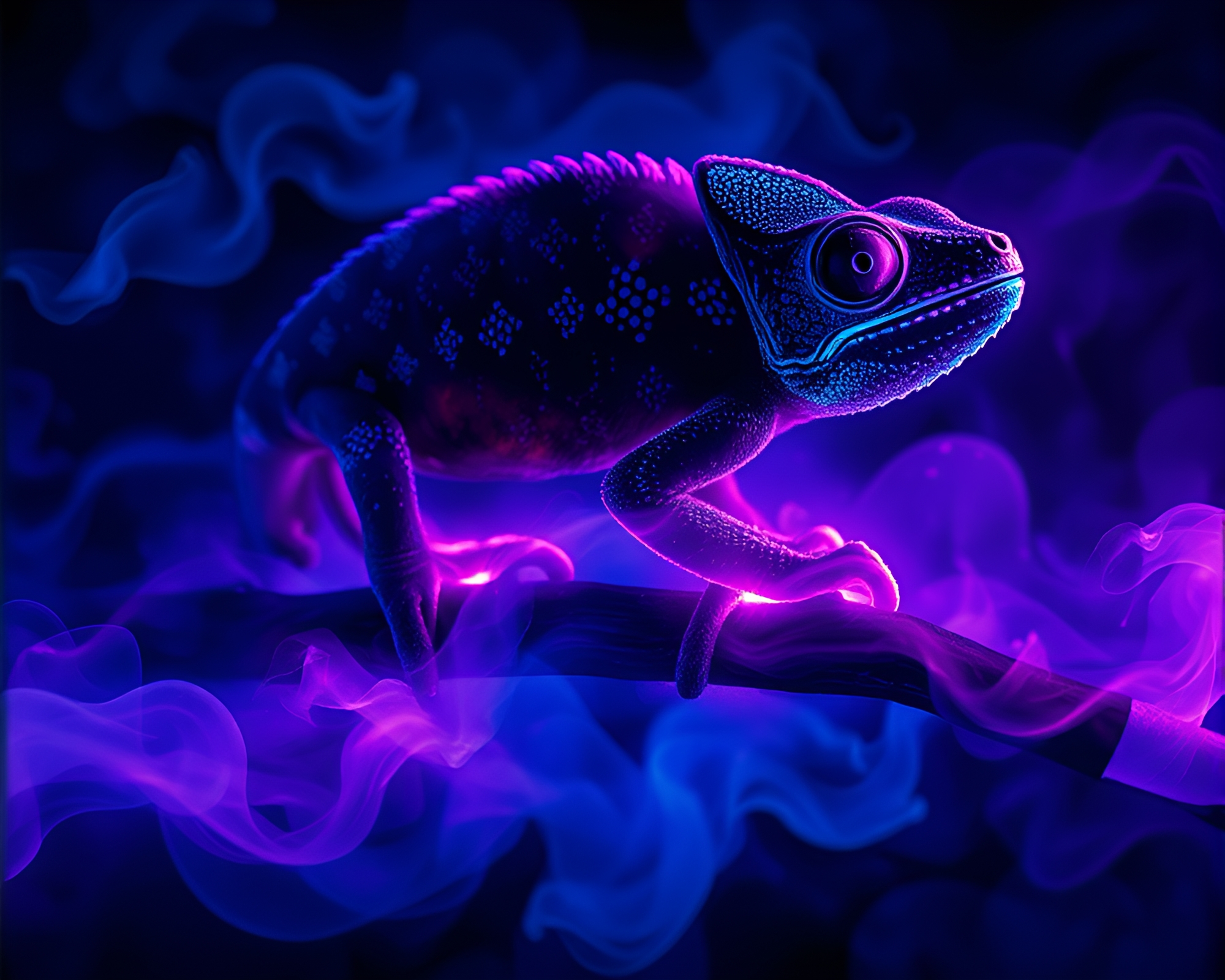 Chameleon Sorcery: Thermal Canvas of Charcoal Strokes – free AI stock image