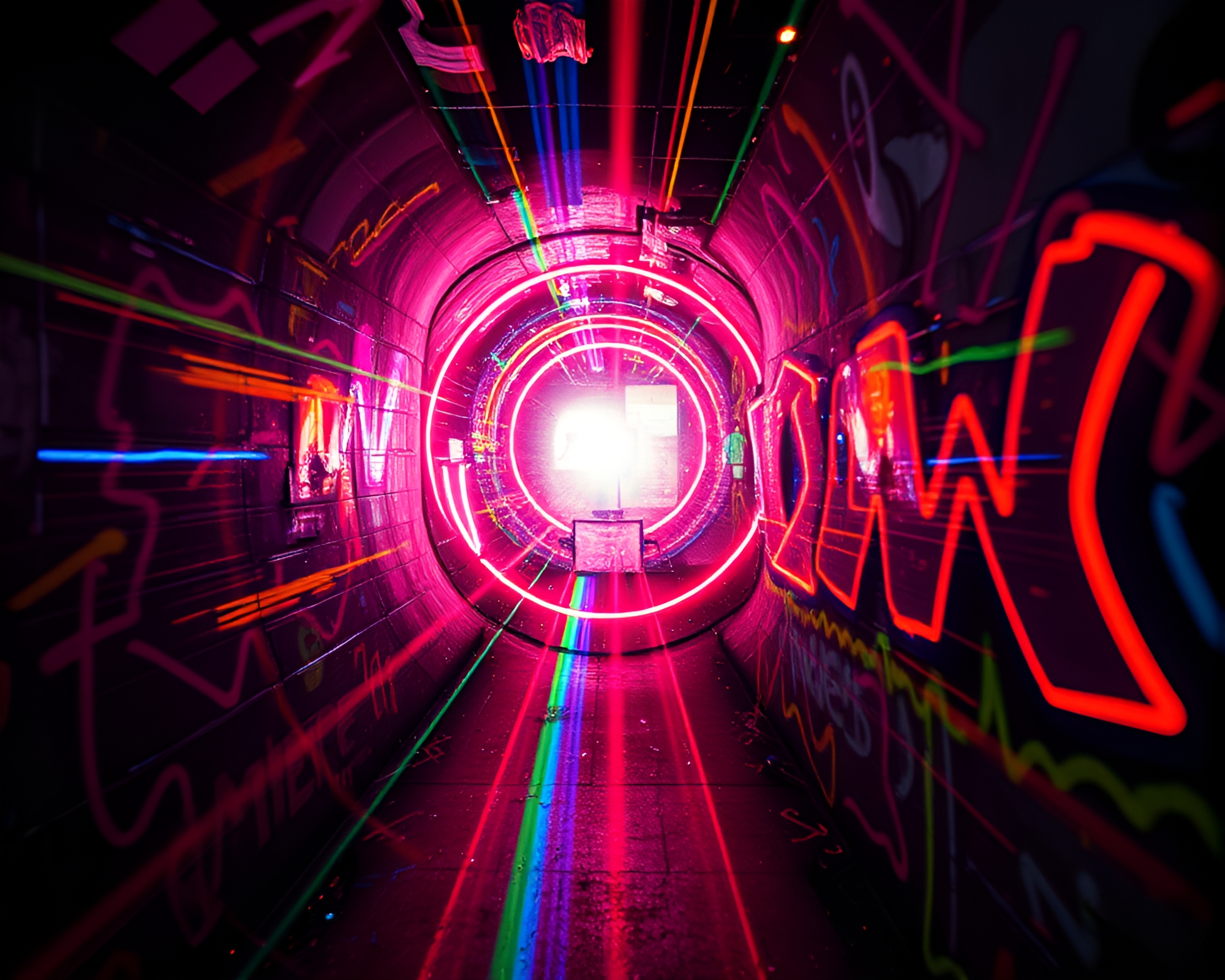 Neon Rainbow Refraction in 90s Time Vortex – free AI stock image