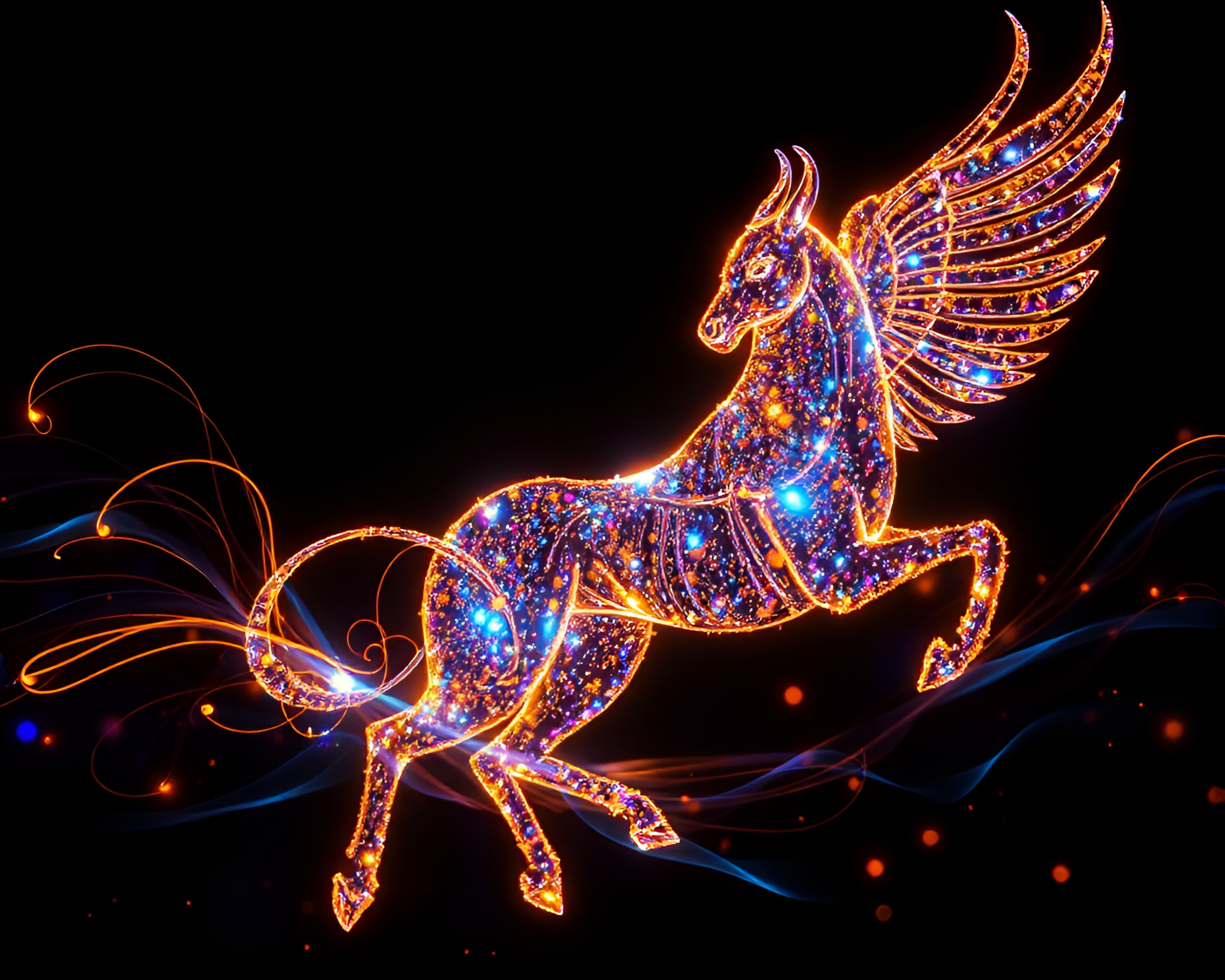 Chimera LED Light Art with Foil Stamping Accents – free AI stock image