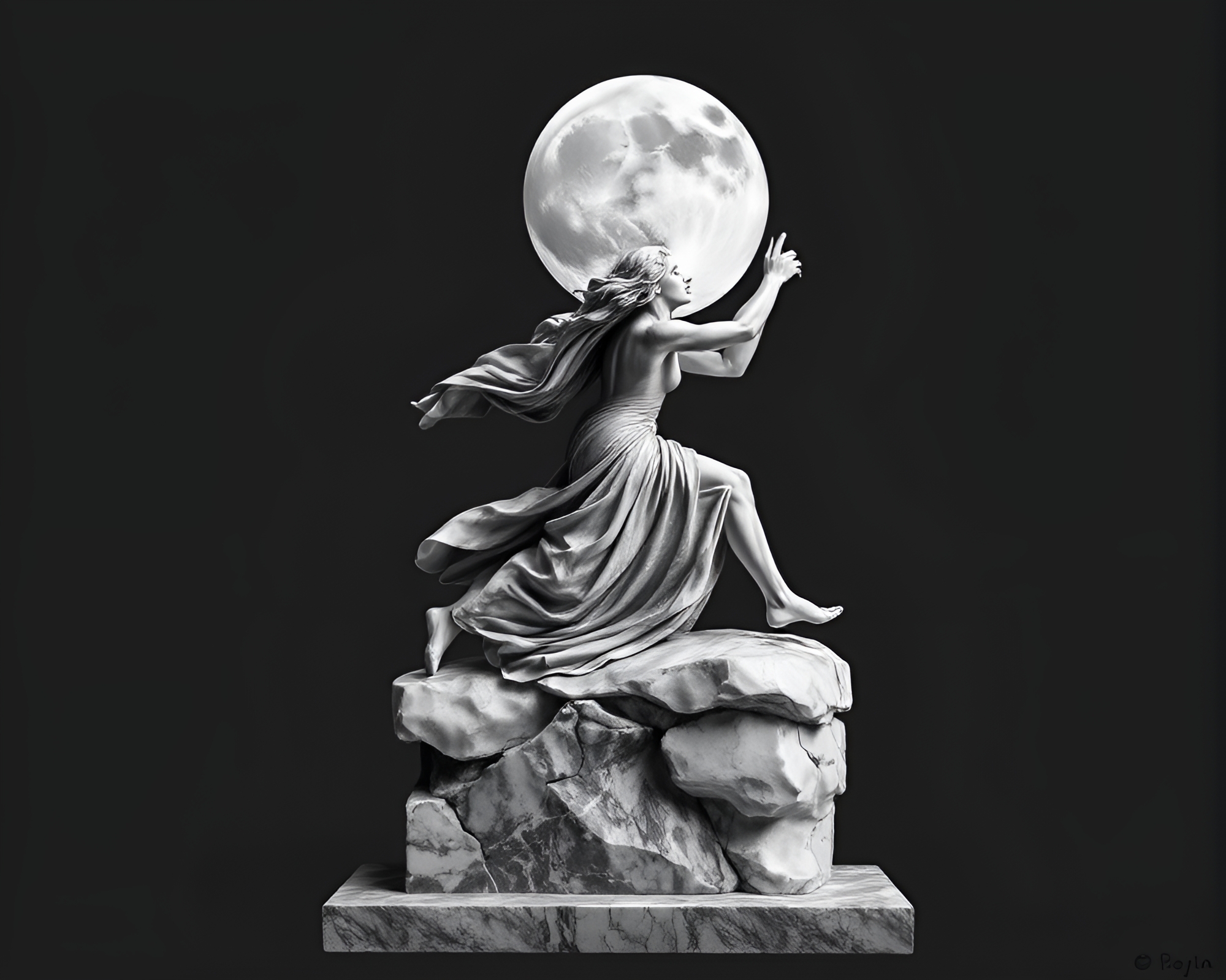 Lunar Motion: Marble Goddess in Pastel Grace – free AI stock image
