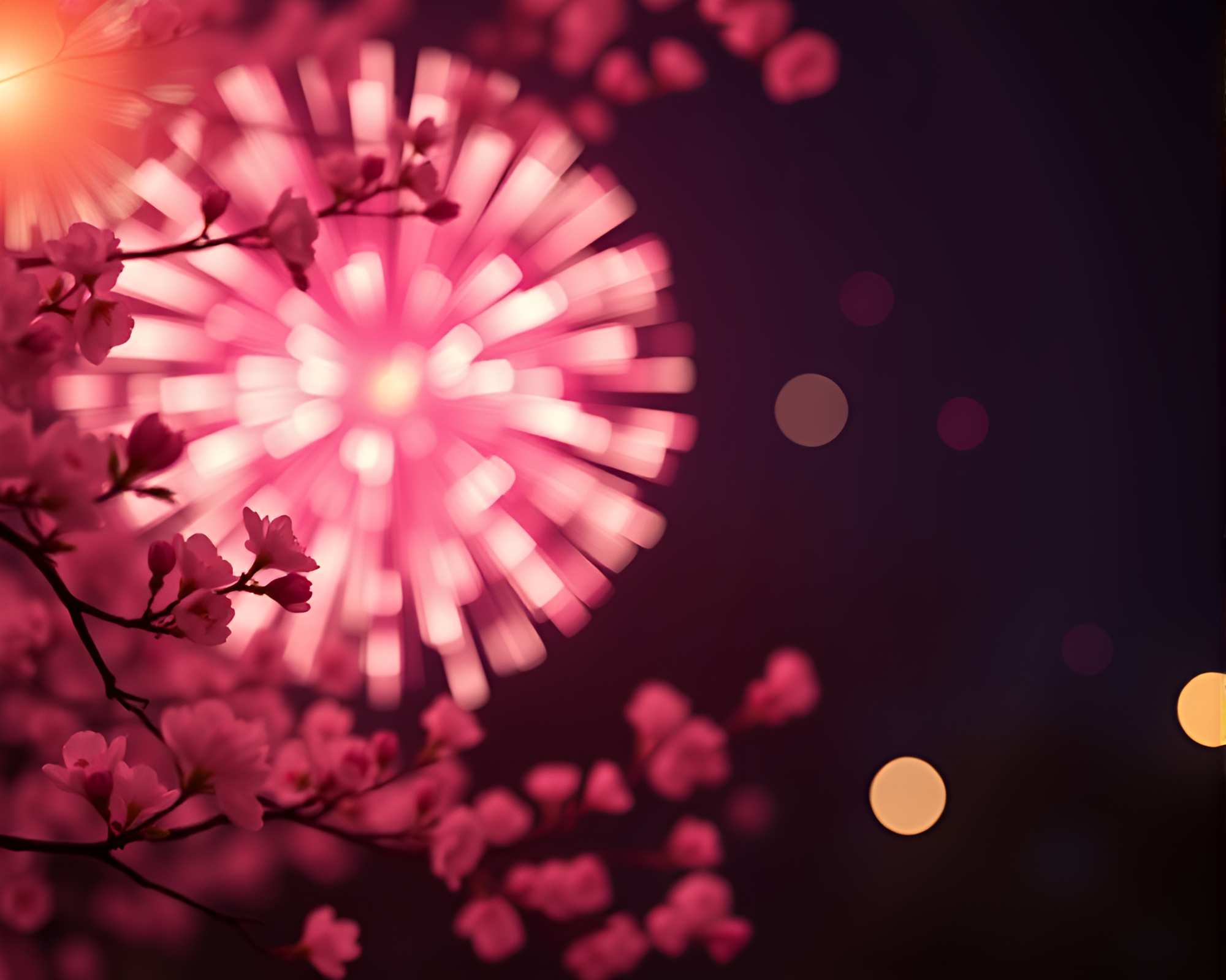 Spring Blossom Festival in Soft Focus Screen Printing – free AI stock image