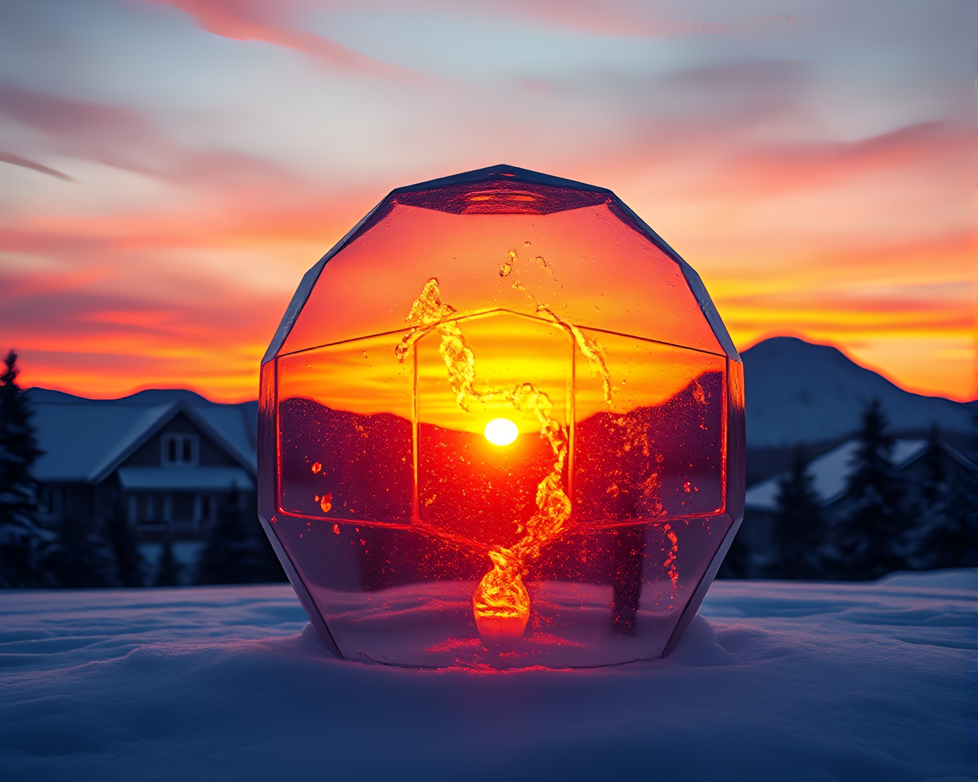Captivating Glass Igloo Double Exposure Graphic Novel Art – free AI stock image