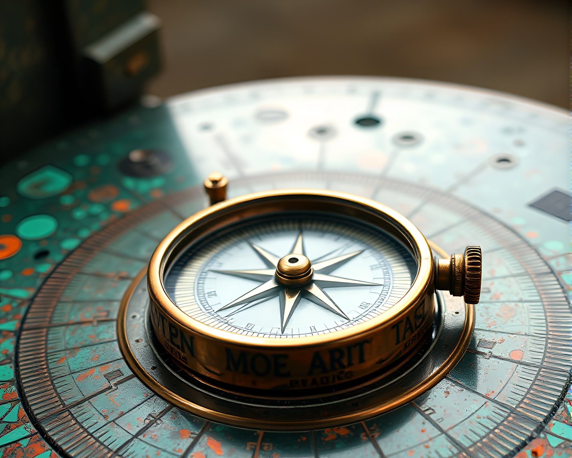 Vintage Compass with Copper Verdigris Patina – free AI stock image