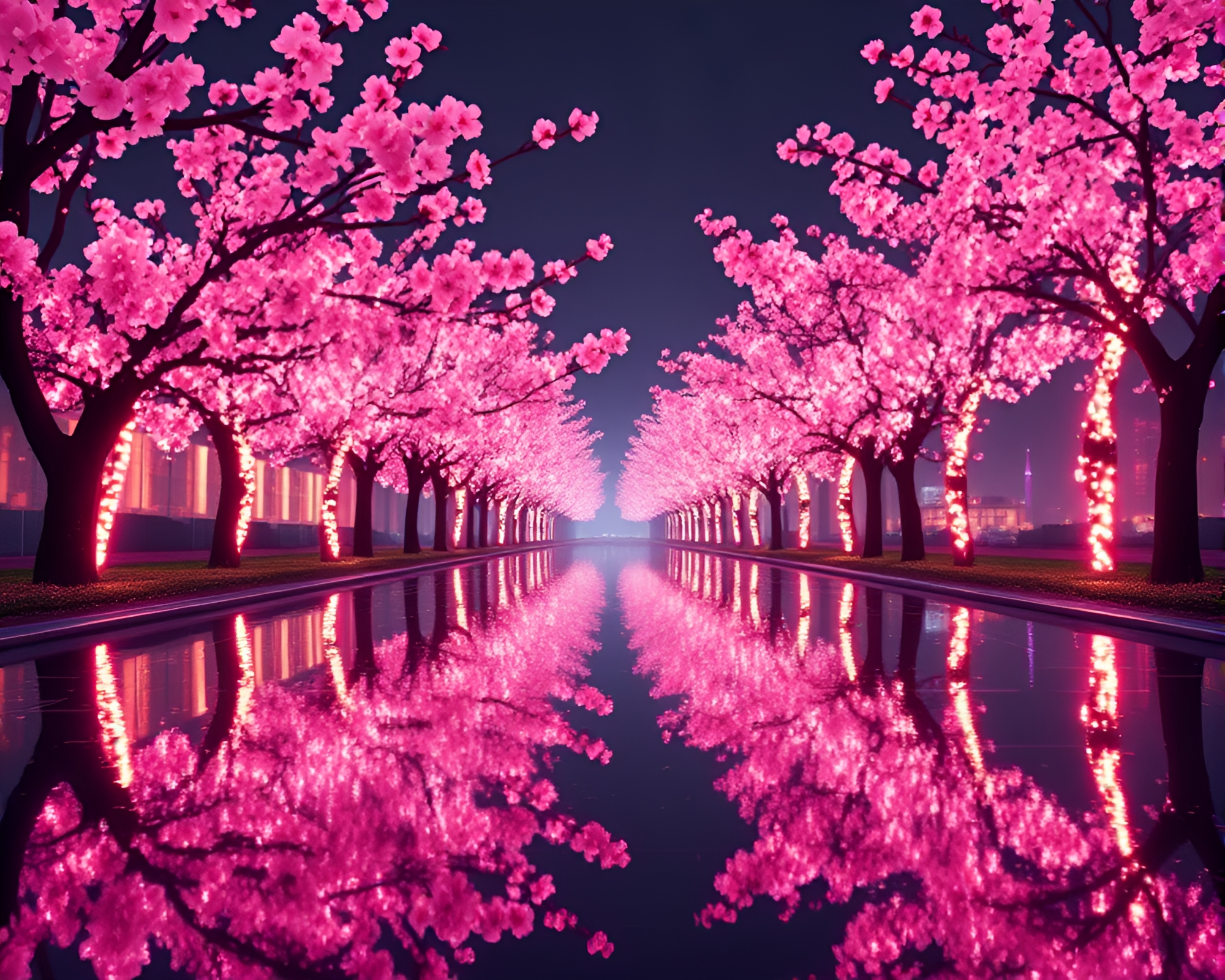 Neon Blossoms in Rose Gold Data Visualization – free AI stock image