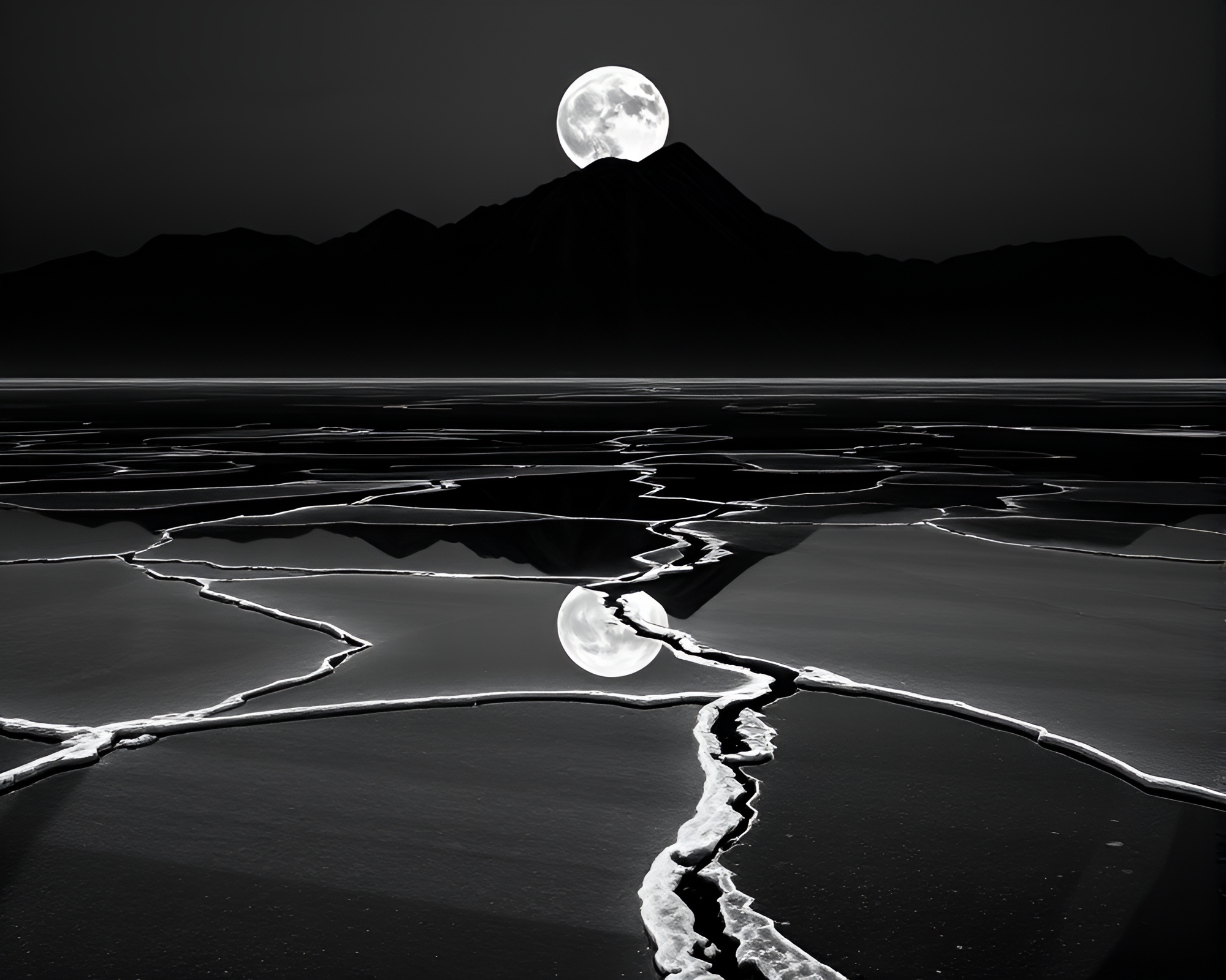Ice Beach Mirage: Lunar Origami Reflections – free AI stock image
