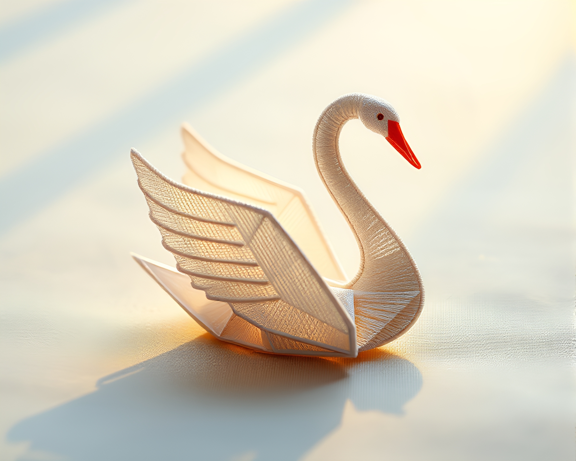 Embroidered Origami Swan Prism Refraction Ambient Occlusion Artwork – free AI stock image