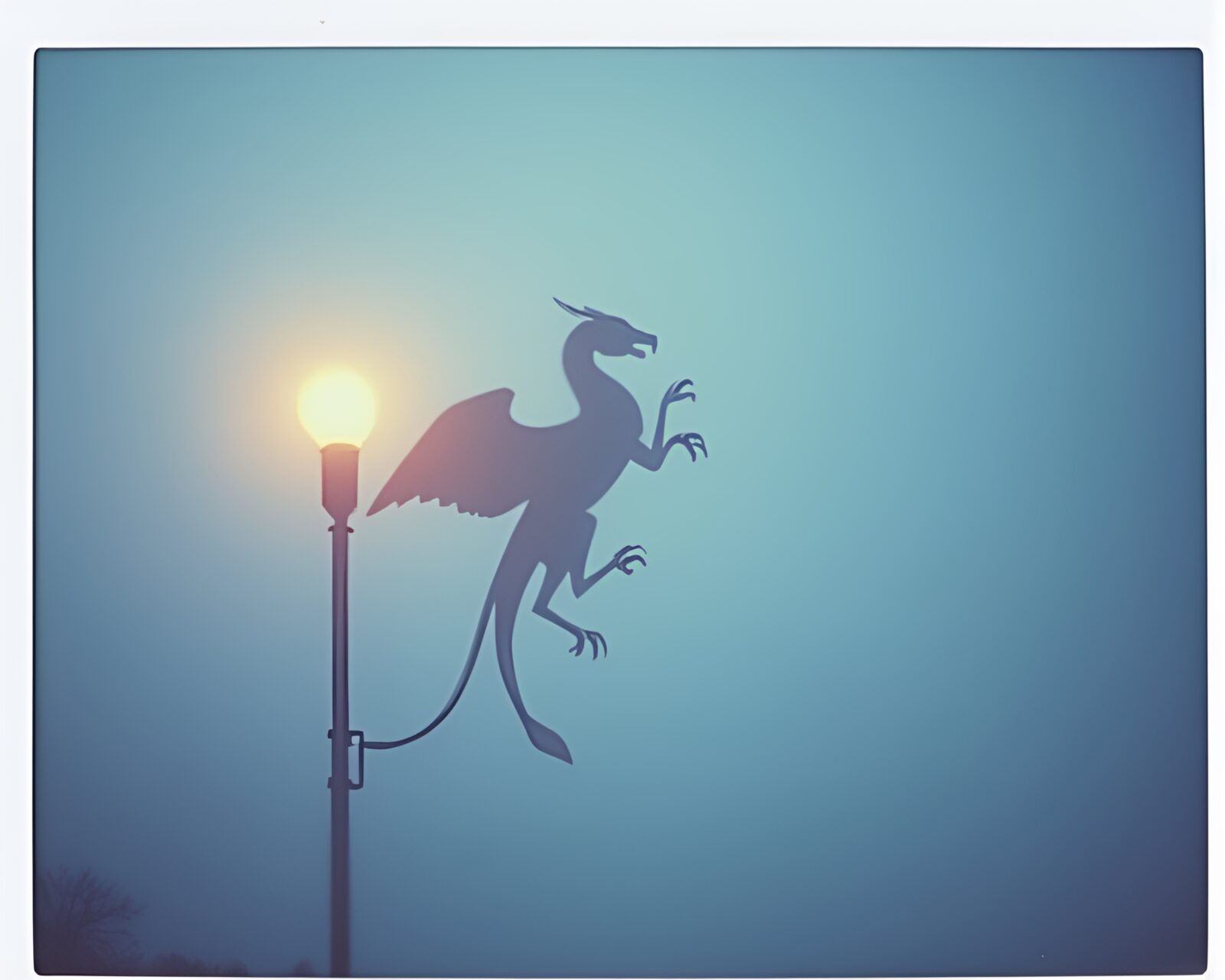 Minimalist composition of majestic Gryphon in torchlight setting