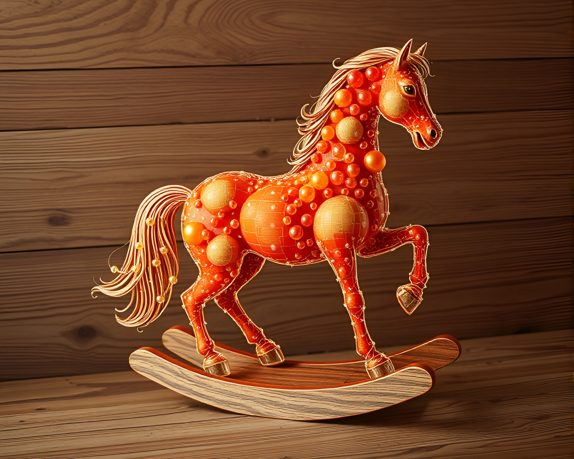 Bubble Cluster Woodland Rocking Horse Fantasy Scene – free AI stock image