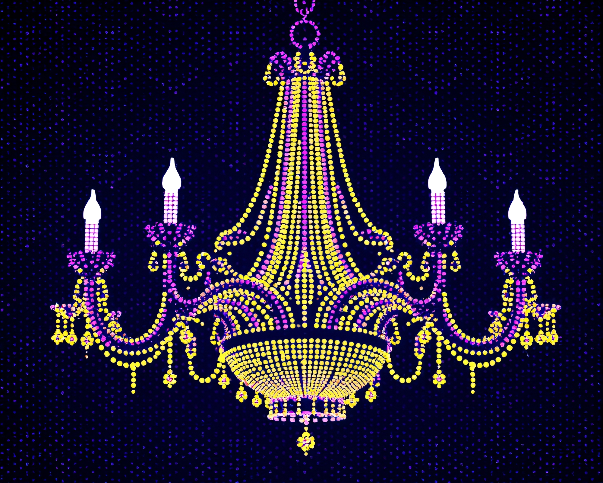 Gothic Chandelier Illuminating Lavender Twilight in Geometric Abstraction – free AI stock image