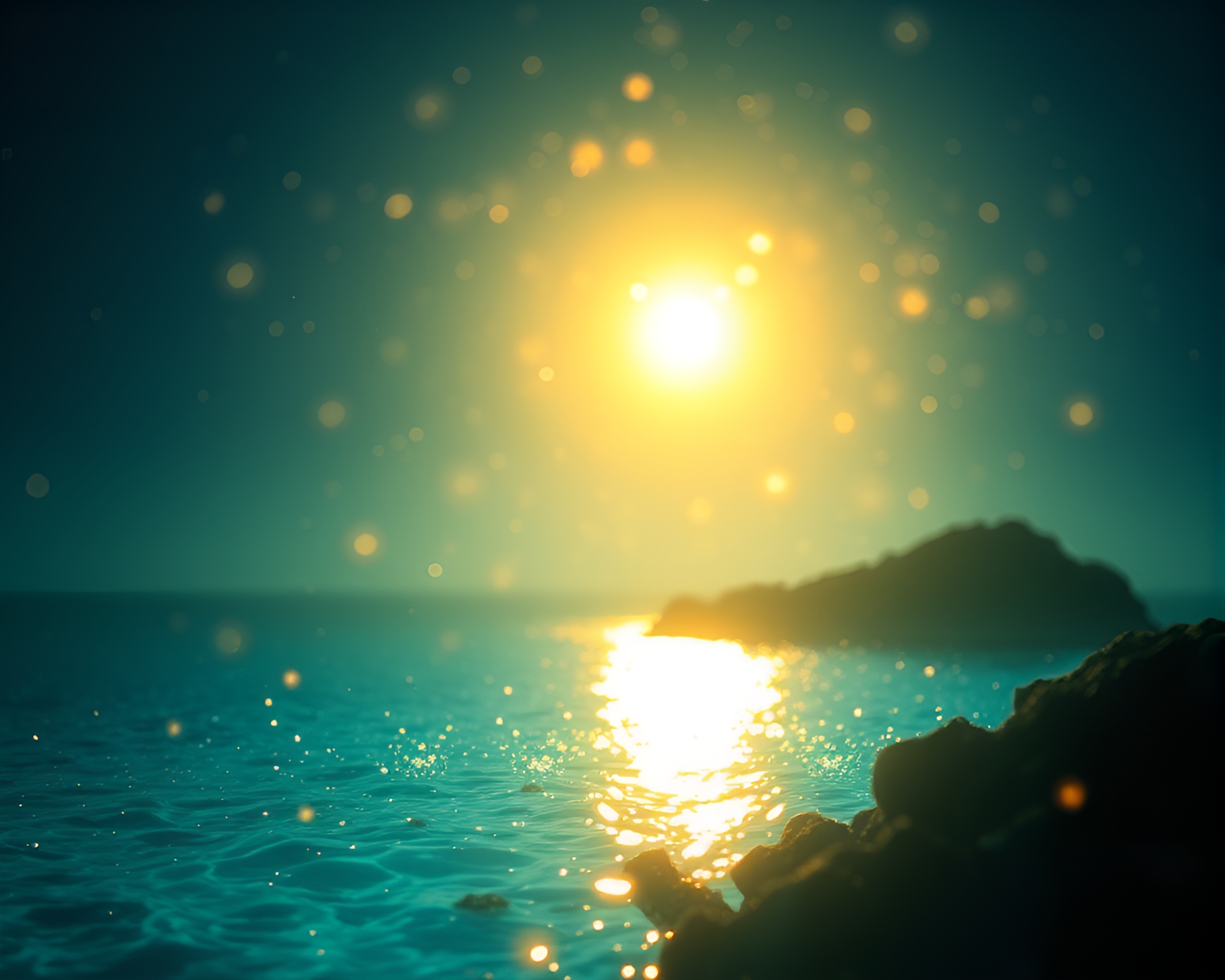 Coral Atoll Serenity with ASCII Art Shimmer – free AI stock image