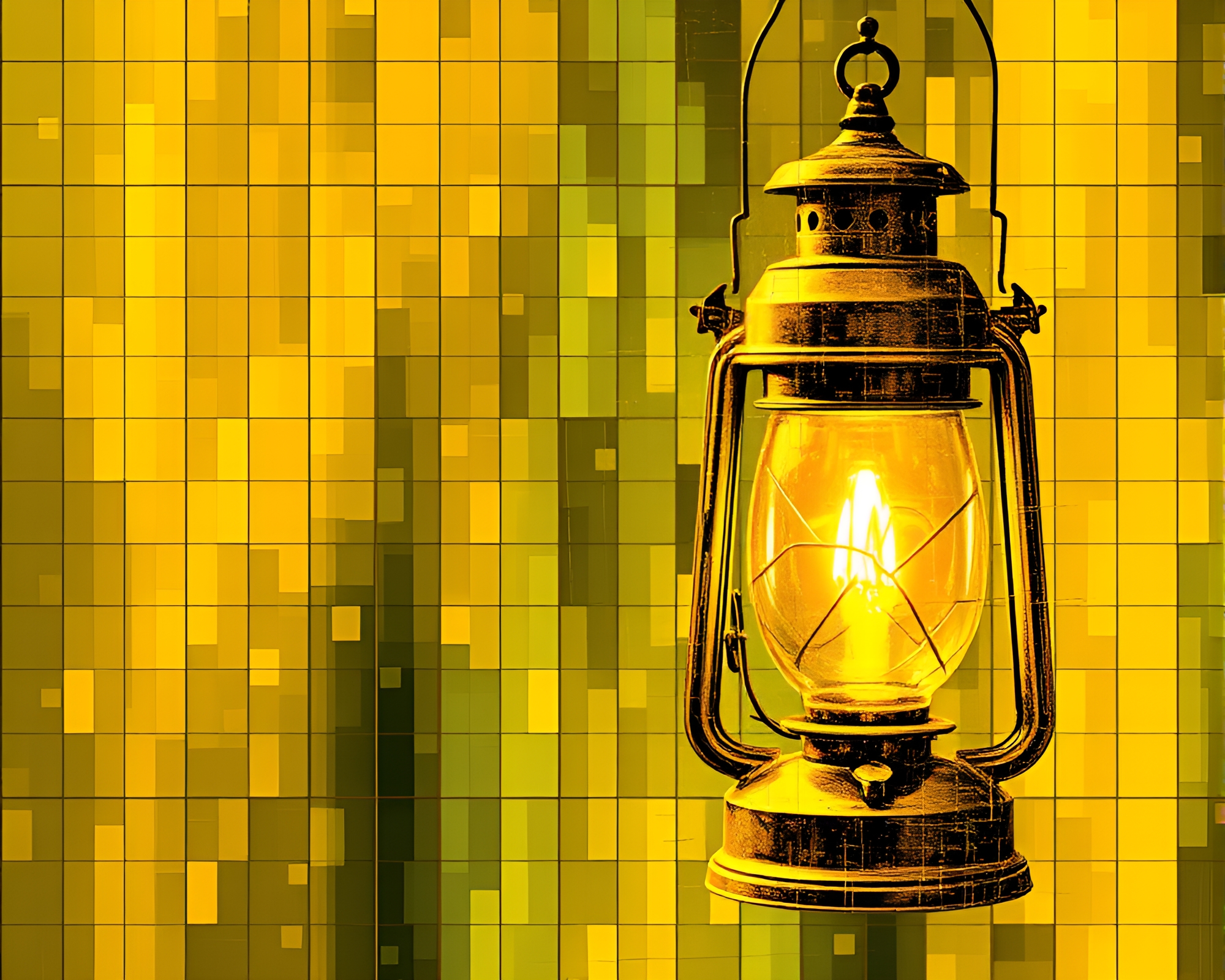 Grid Overlay Oil Lantern Kinetic Art Composition – free AI stock image