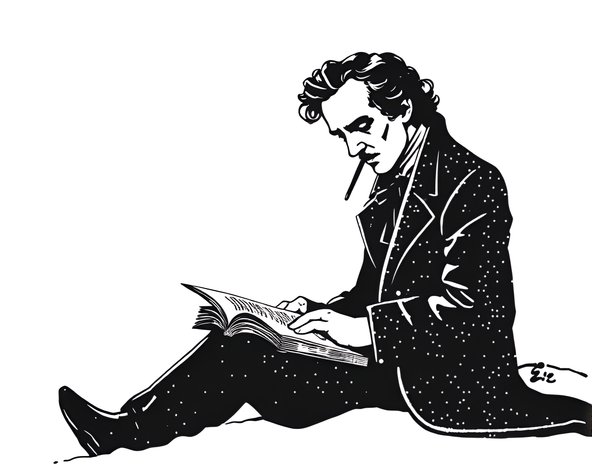 Edgar Allan Poe Inspired Fashion Illustration in Antarctic Whiteout – free AI stock image