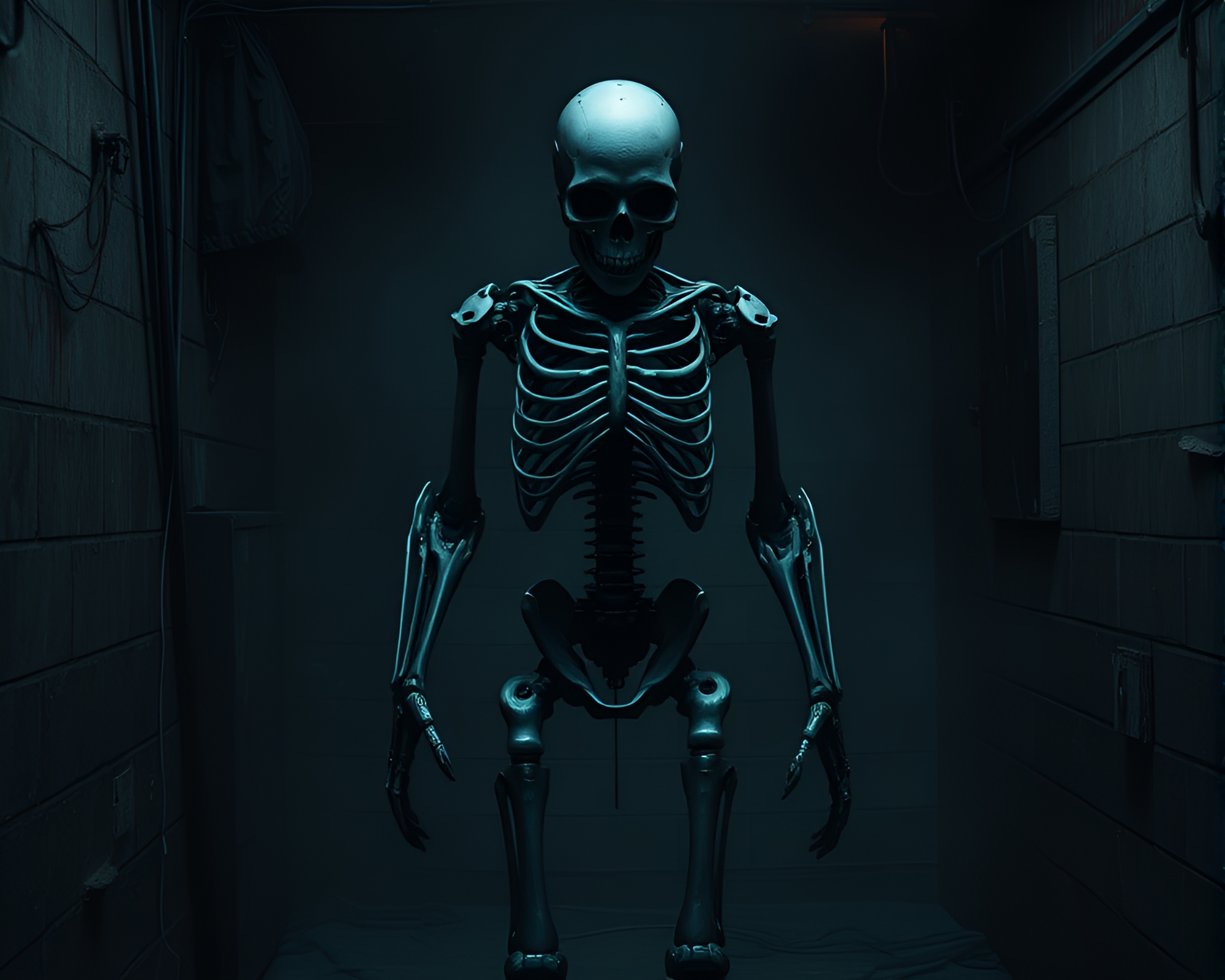 Futuristic Exoskeleton Suit in Kinetic Basement Art – free AI stock image
