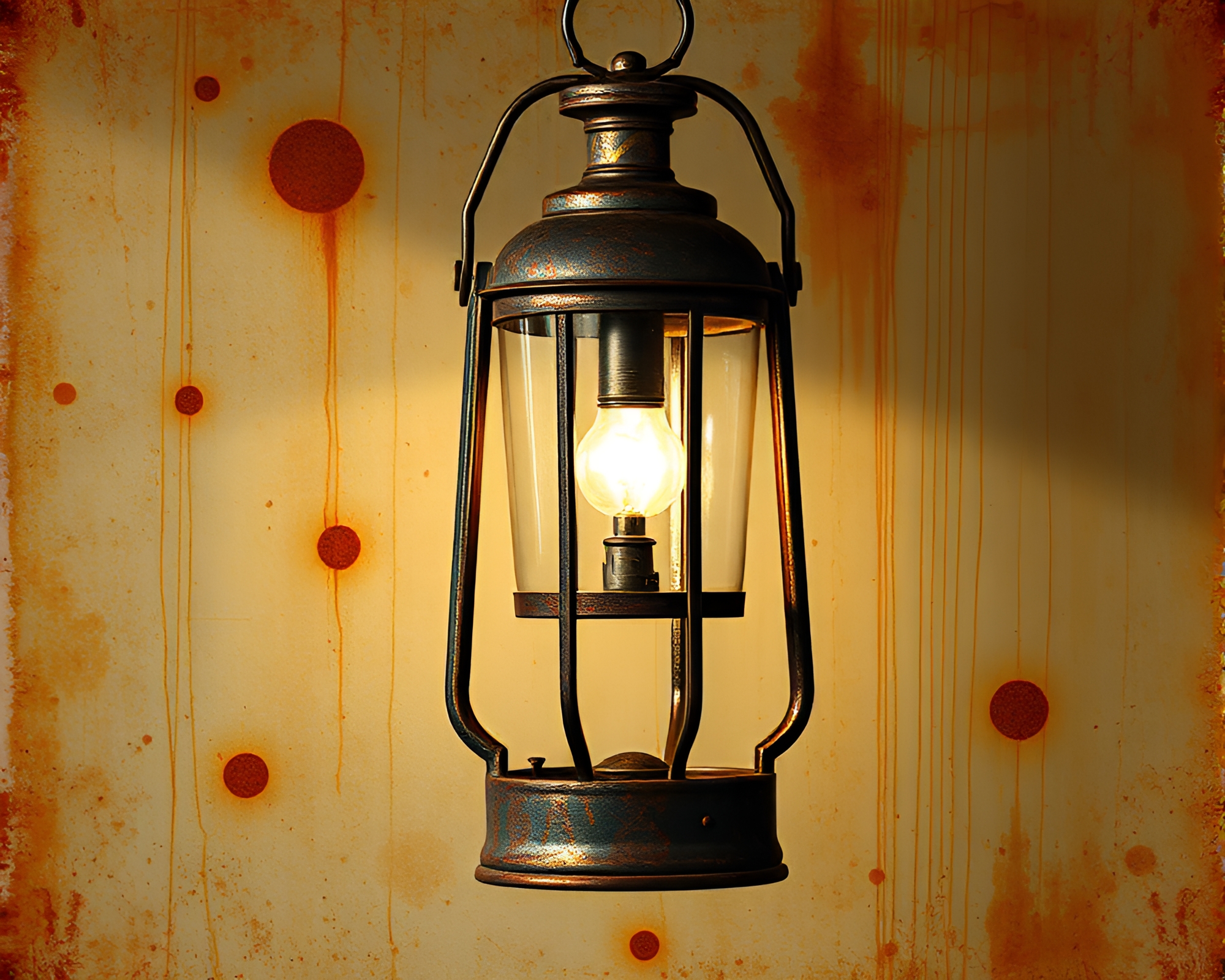 Rust Stain Valley Illuminated by Lantern Light – free AI stock image
