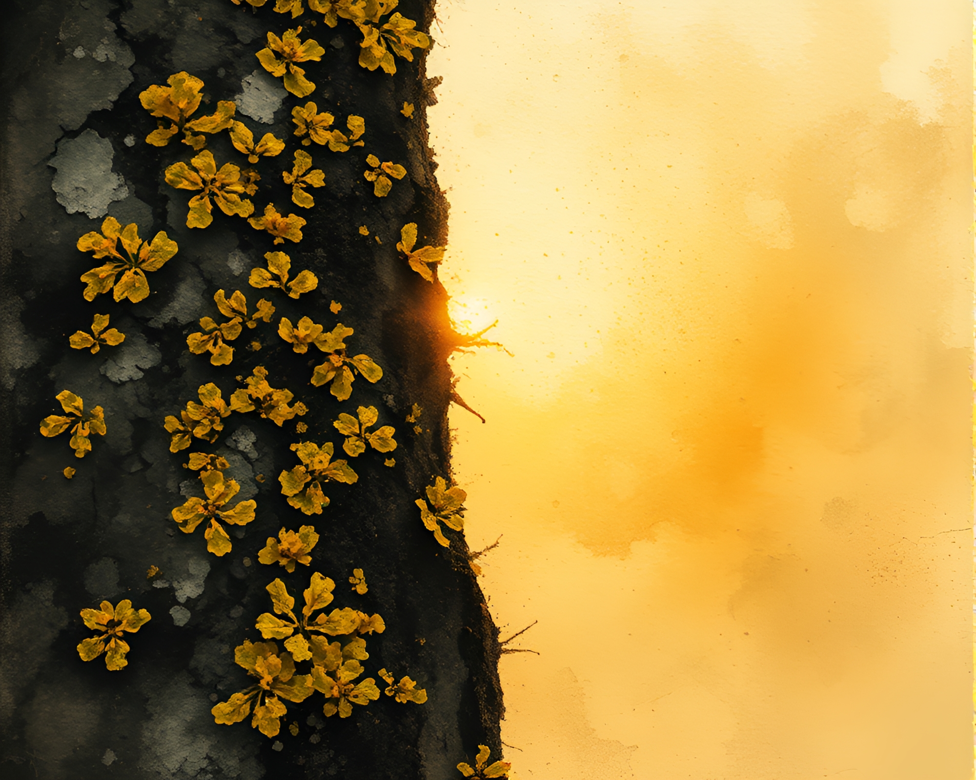 Lichen Morse Code in Morning Sunlight – free AI stock image