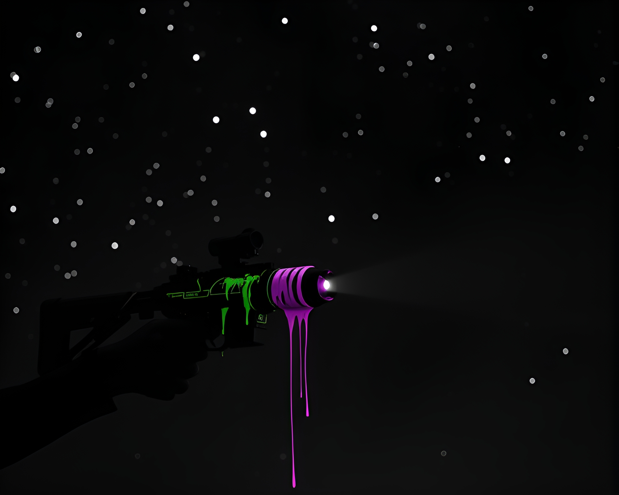 Neon Plasma Weapon under Starlit Night – free AI stock image