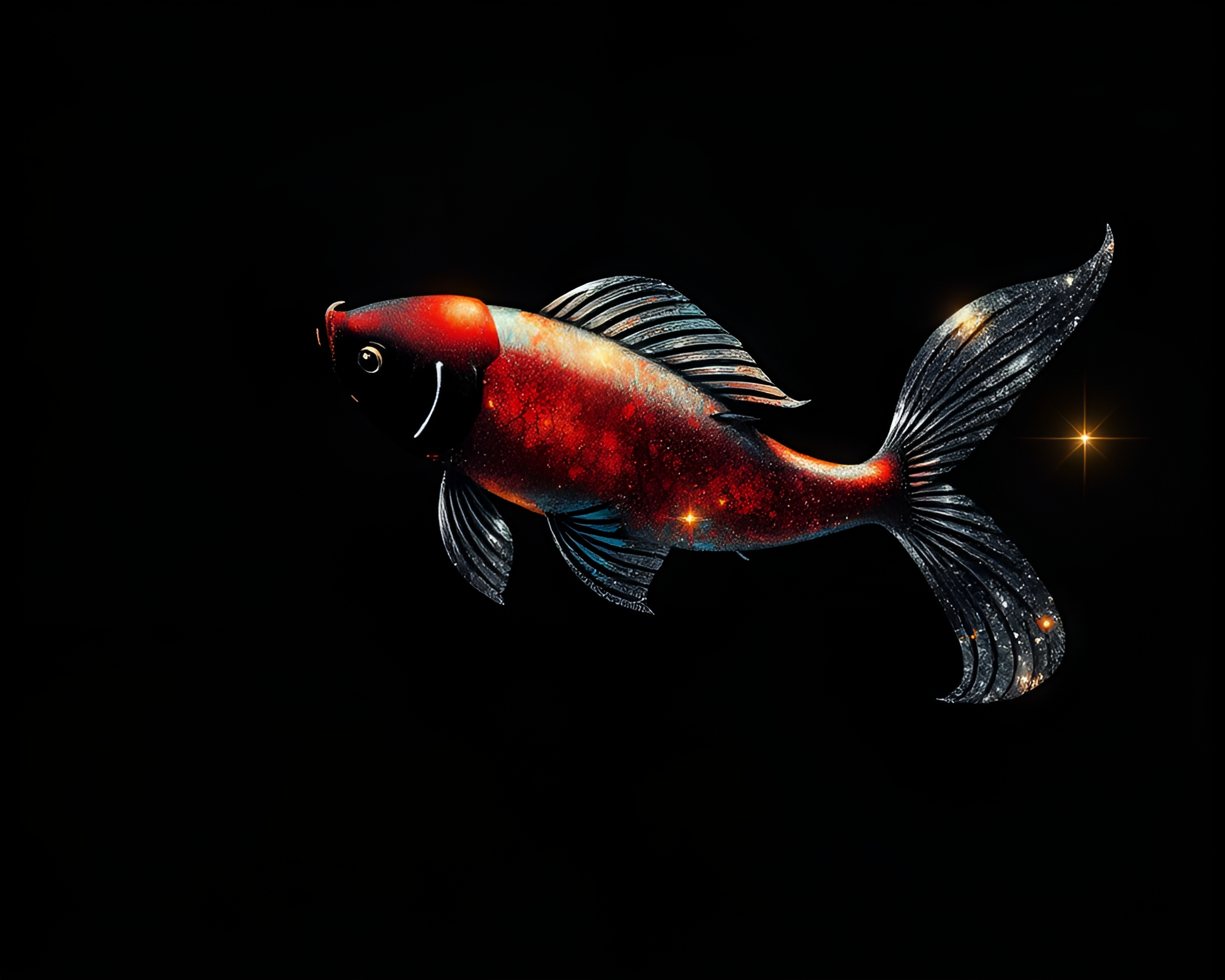 Futuristic Koi Pond Shadow Silhouette Illustration – free AI stock image