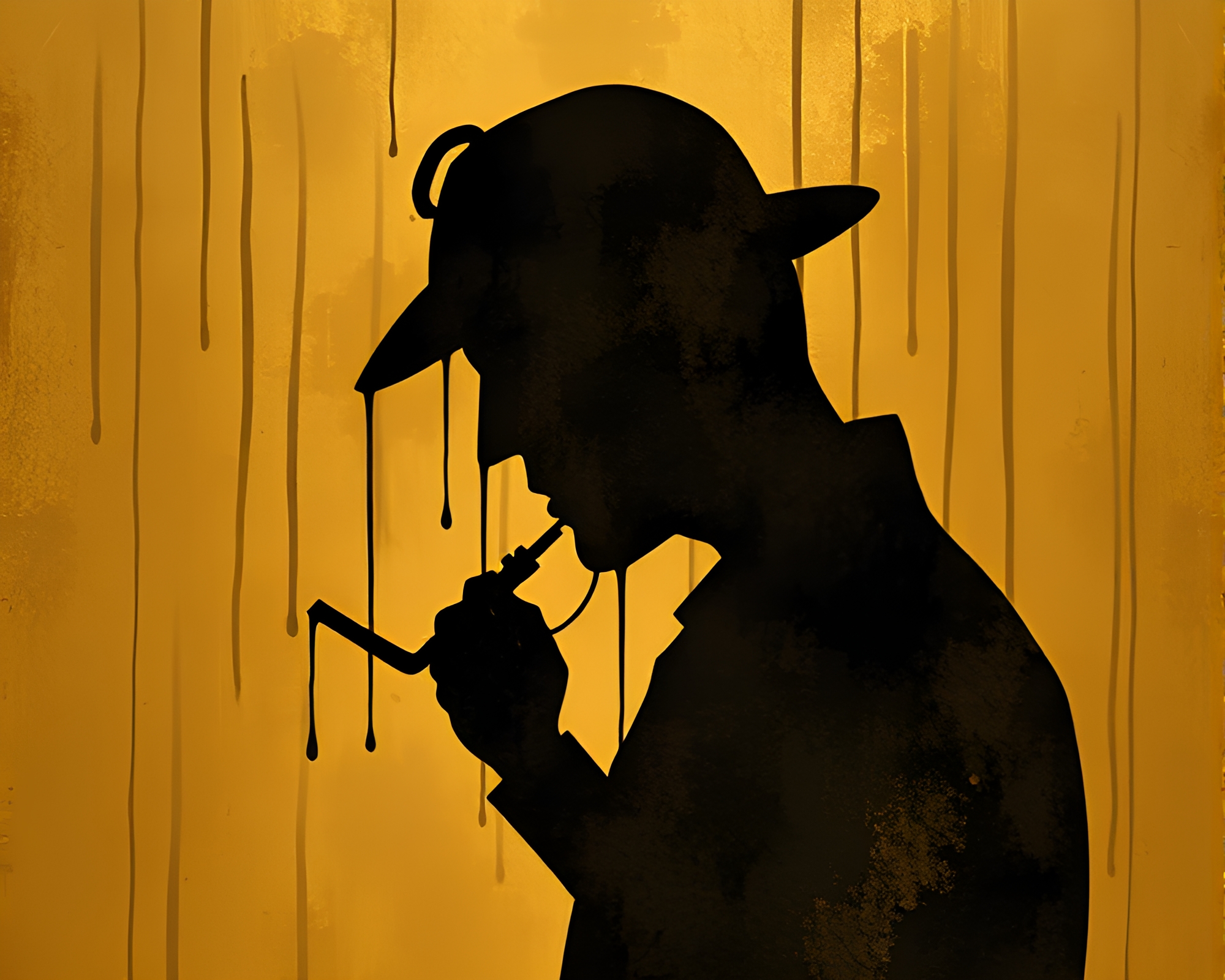 Ethereal Sherlock Holmes Shadow in Bronze Cel-Shaded Setting – free AI stock image