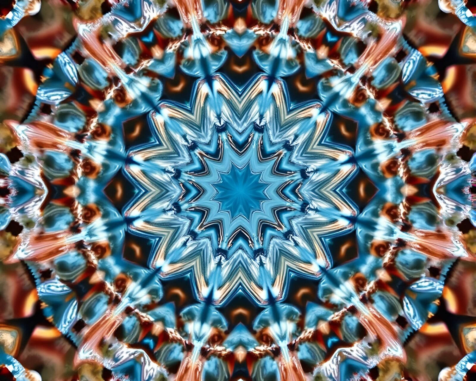 Vibrant kaleidoscope effect on flat-colored 3D printing scene
