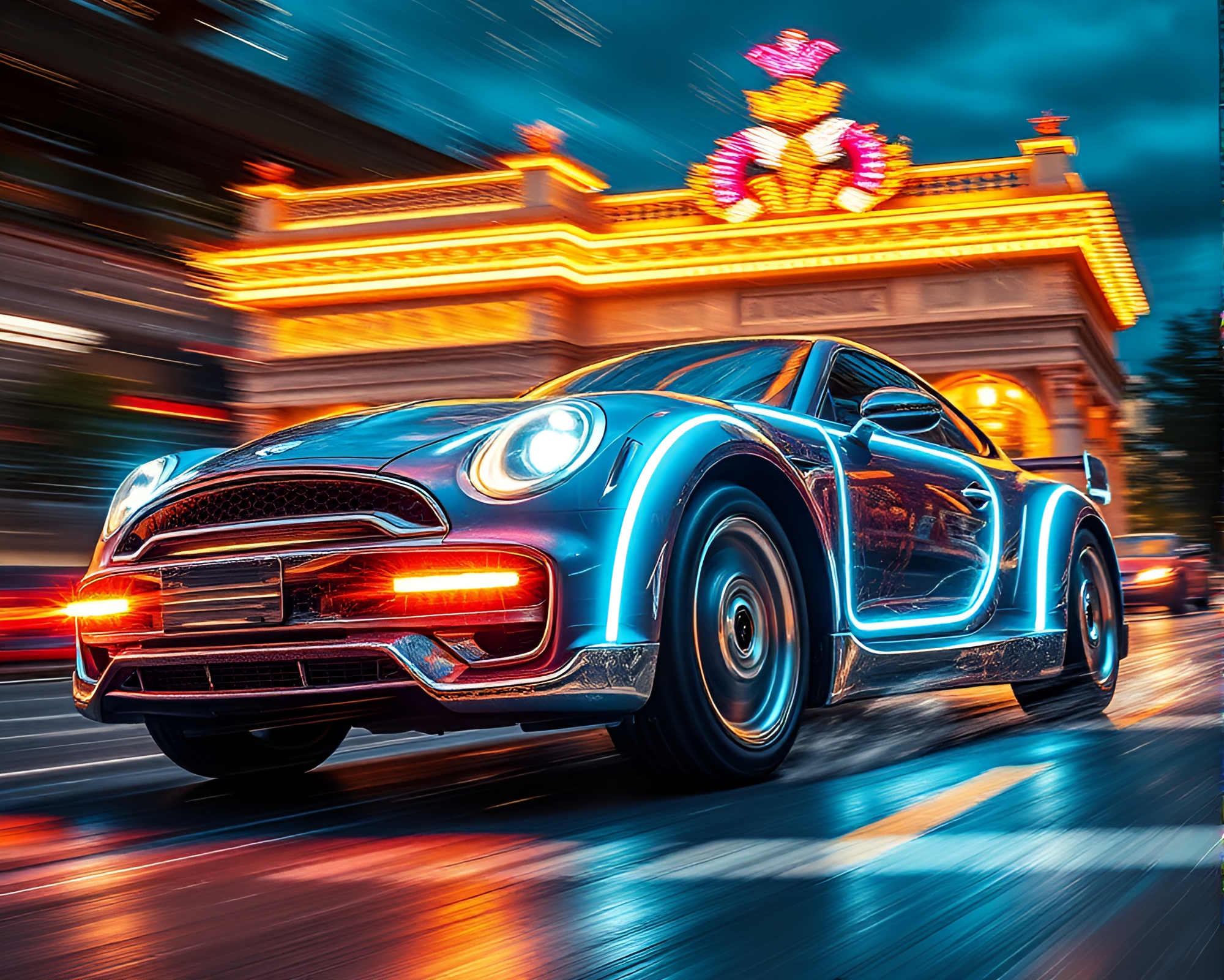 Glowing Hover Car in Abstractionist Close-Up – free AI stock image