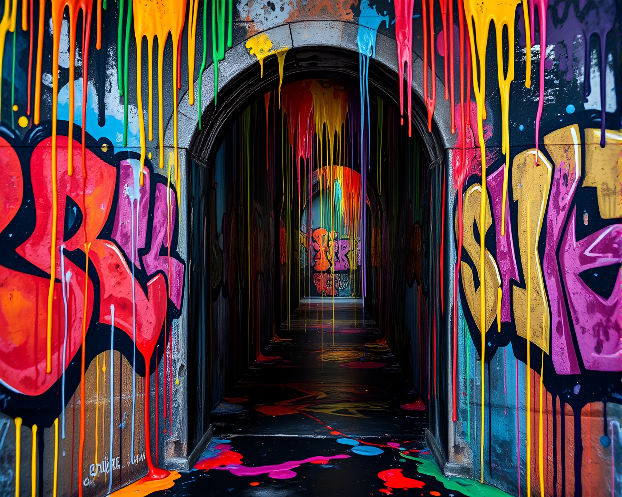Graffiti Portal to Multiverse: Triadic Chaos – free AI stock image