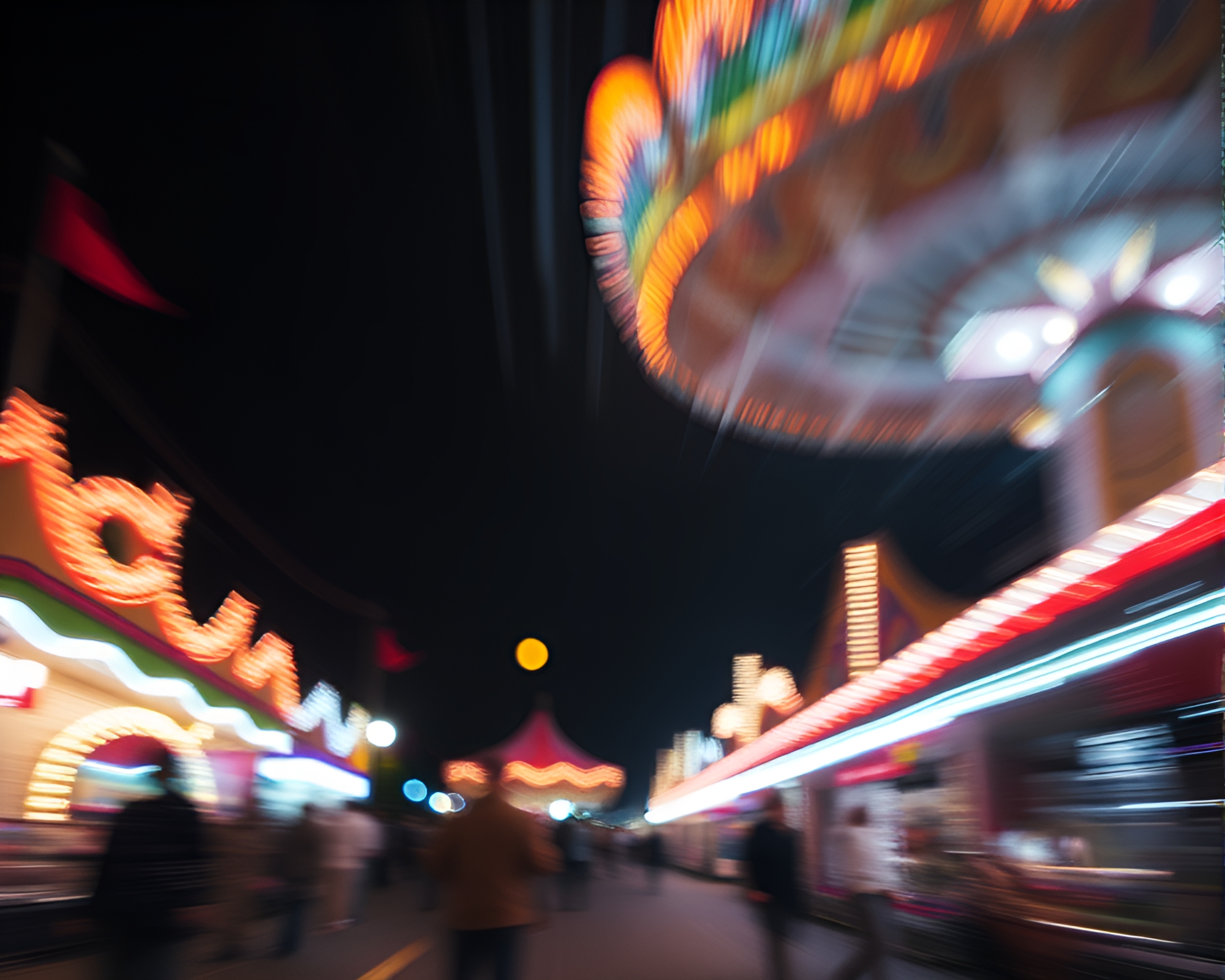Drumming Carnival Lights with Motion Blur Streaks – free AI stock image
