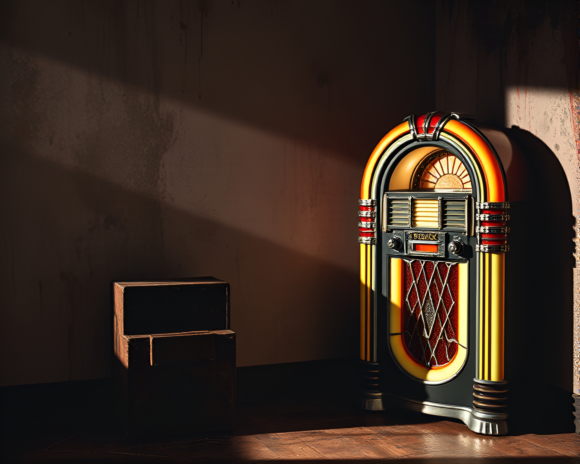 Retro Jukebox in Dripped Paint Stippling – free AI stock image