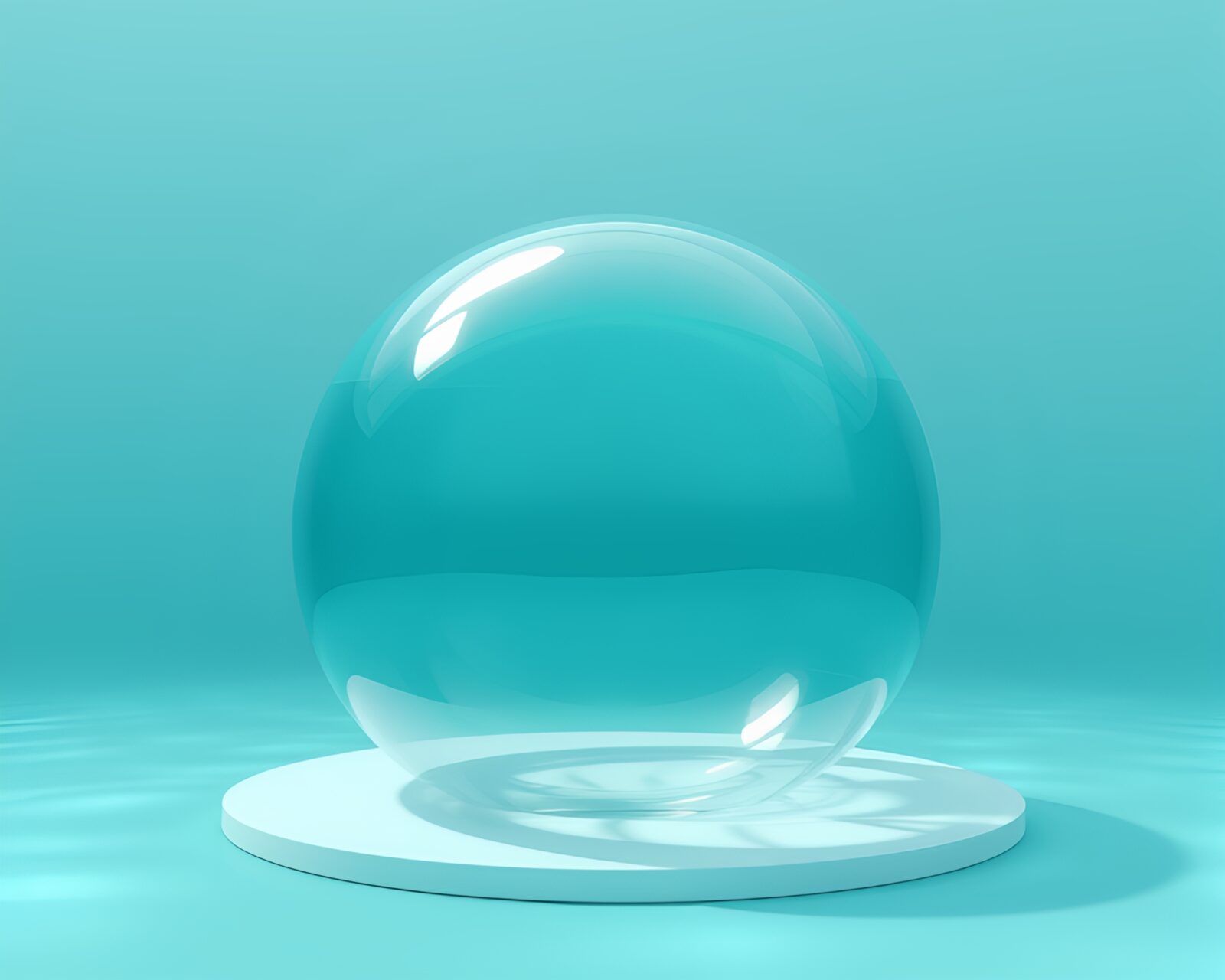 High-poly 3D render of serene teal underwater dome