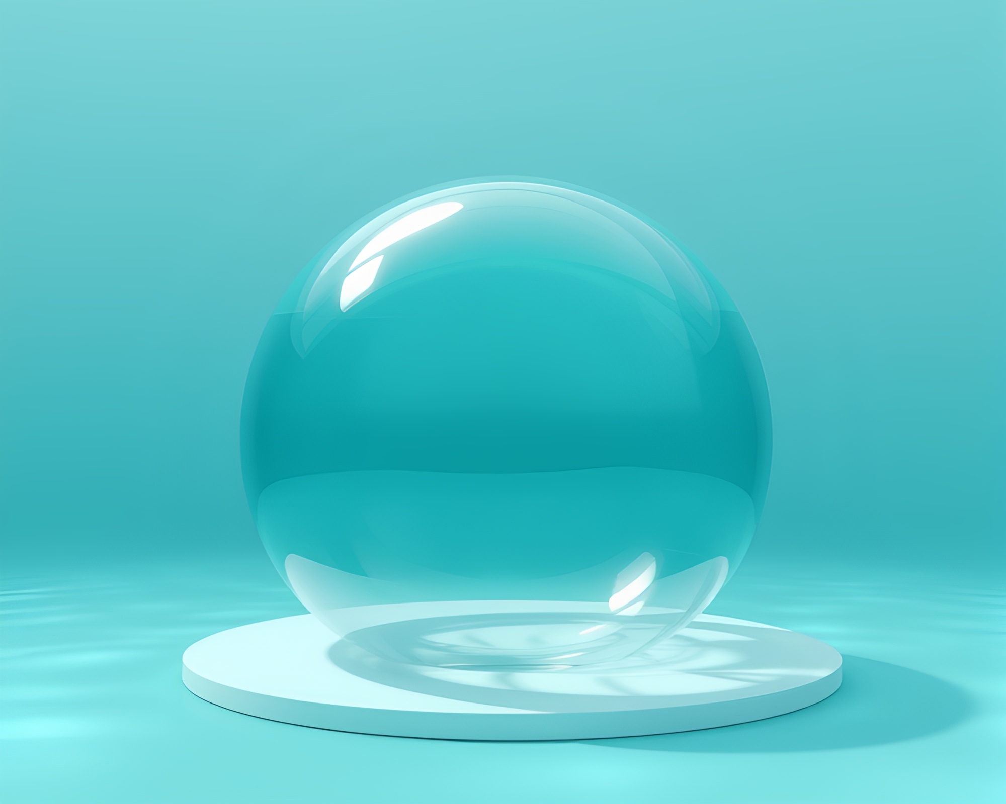 Teal Serenity: Underwater Dome Glass Distortion – free AI stock image