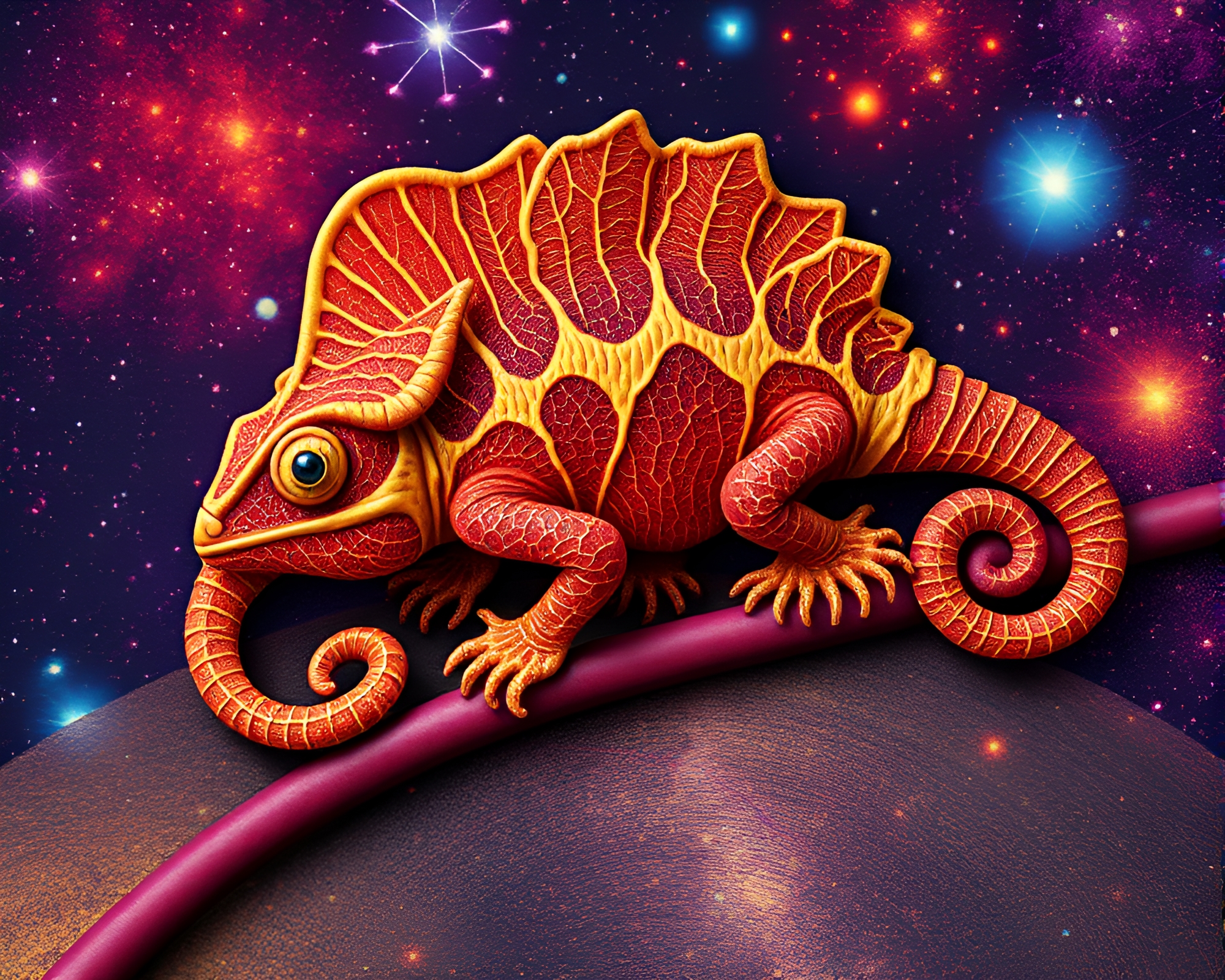 Galaxy Armadillo With Leaf Vein Pattern in Stop-Motion – free AI stock image