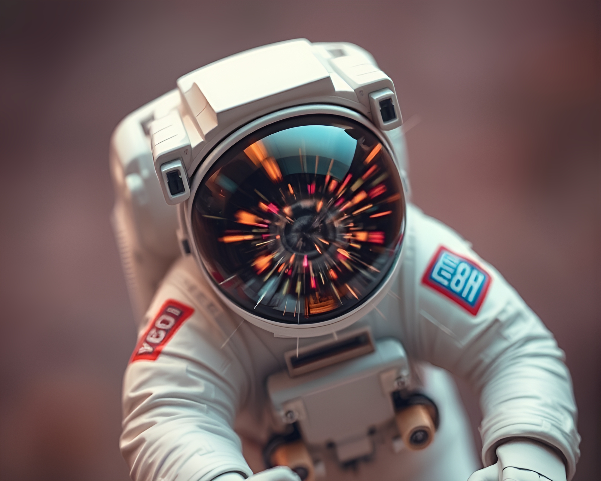 Exploring Space in Artistic Blur: Astronaut Zoom Burst – free AI stock image